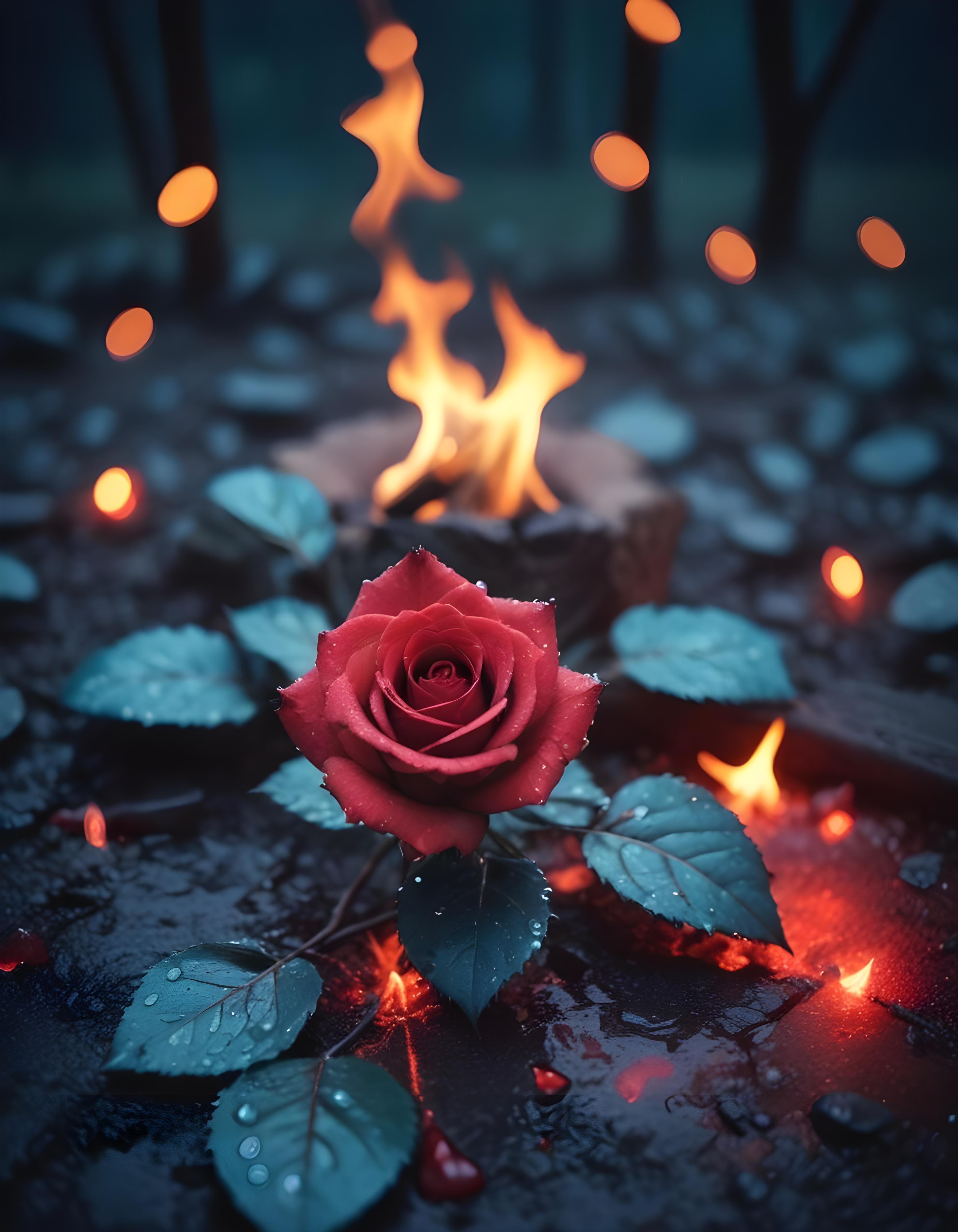Dark Romantic Rose Flower Artwork with Dramatic Lighting and Moody Background