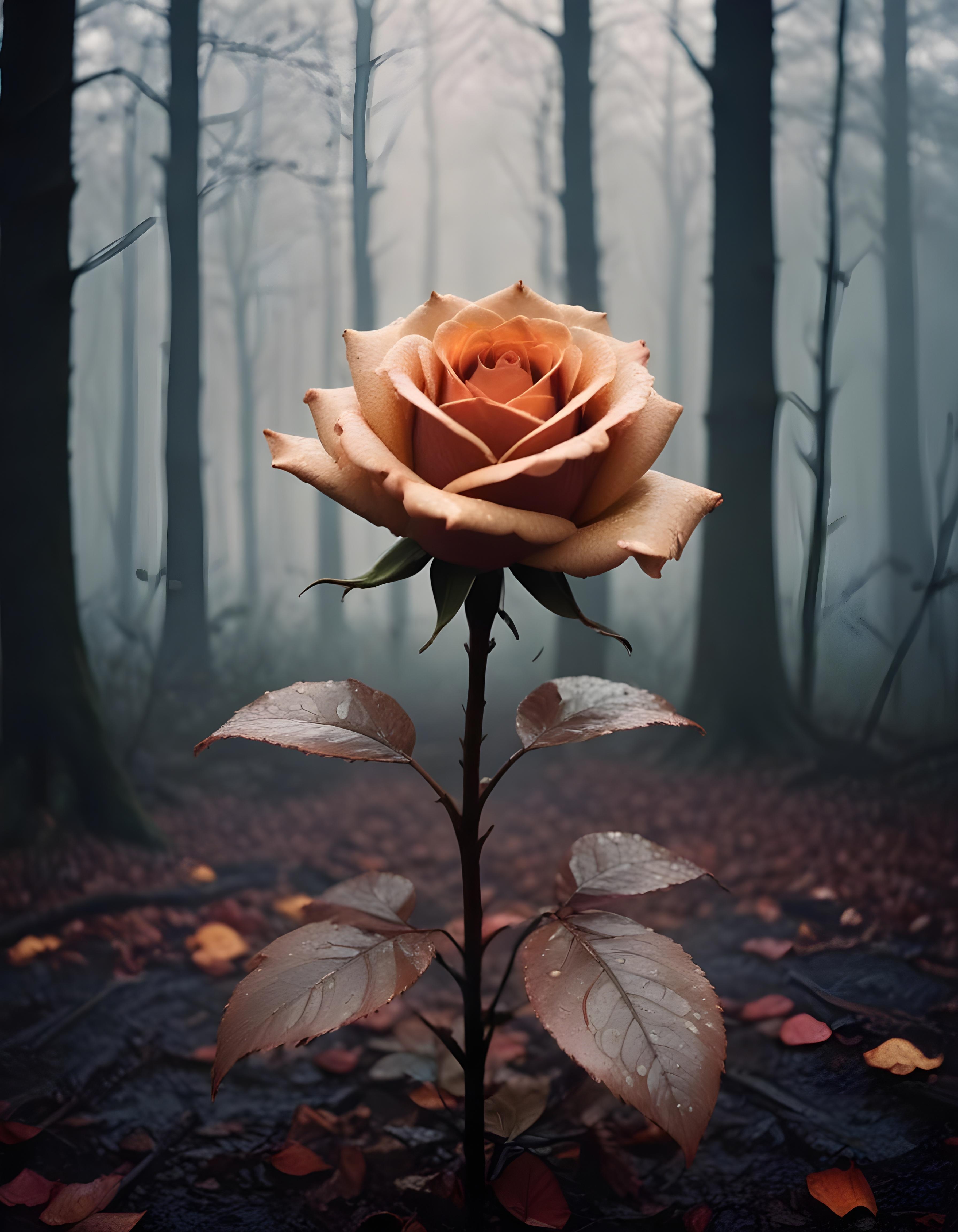 Dark Romantic Rose Flower Artwork with Dramatic Lighting and Moody Background