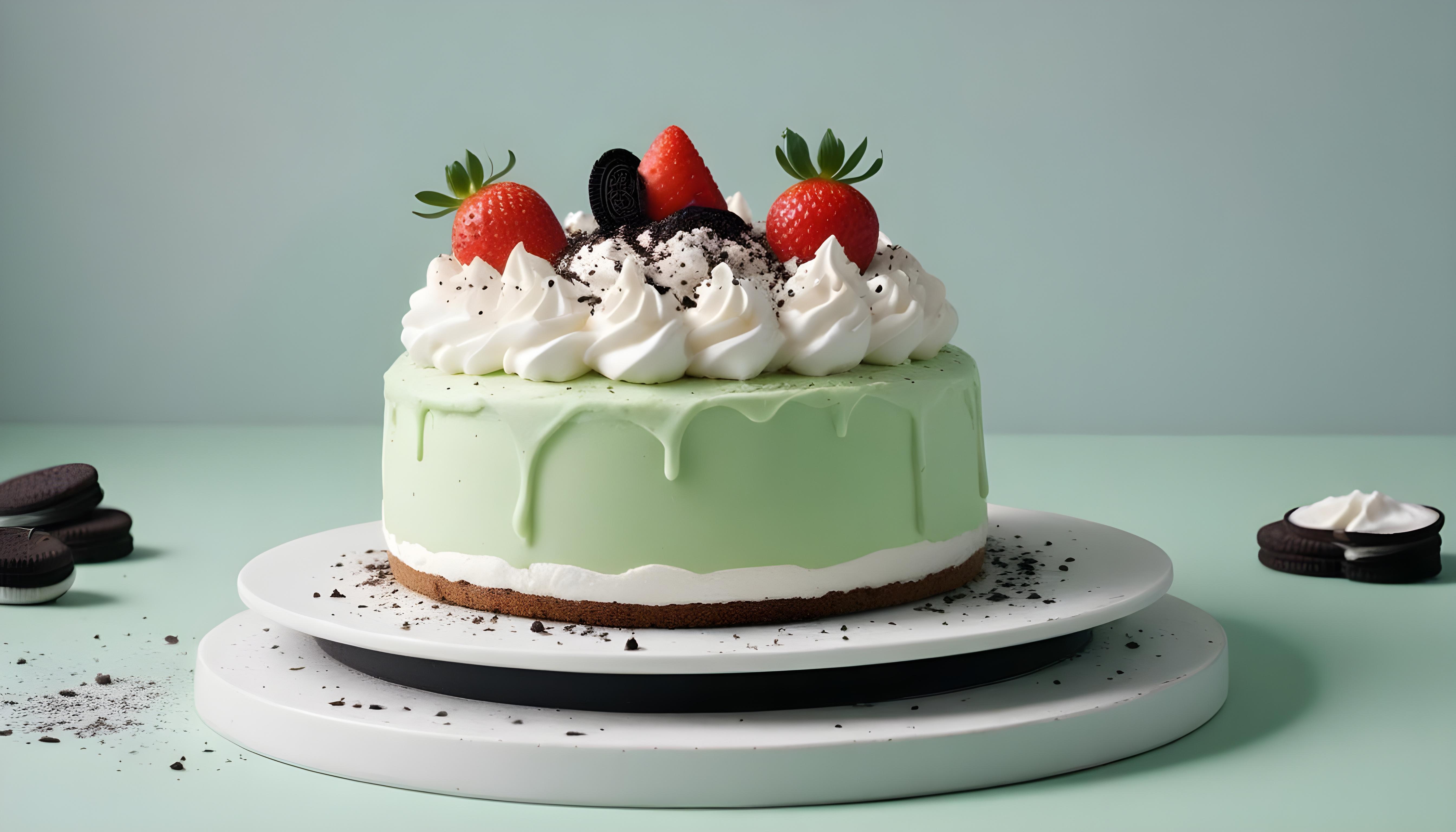 Delicious Strawberry Cream Cake Dessert Isolated on Elegant Background