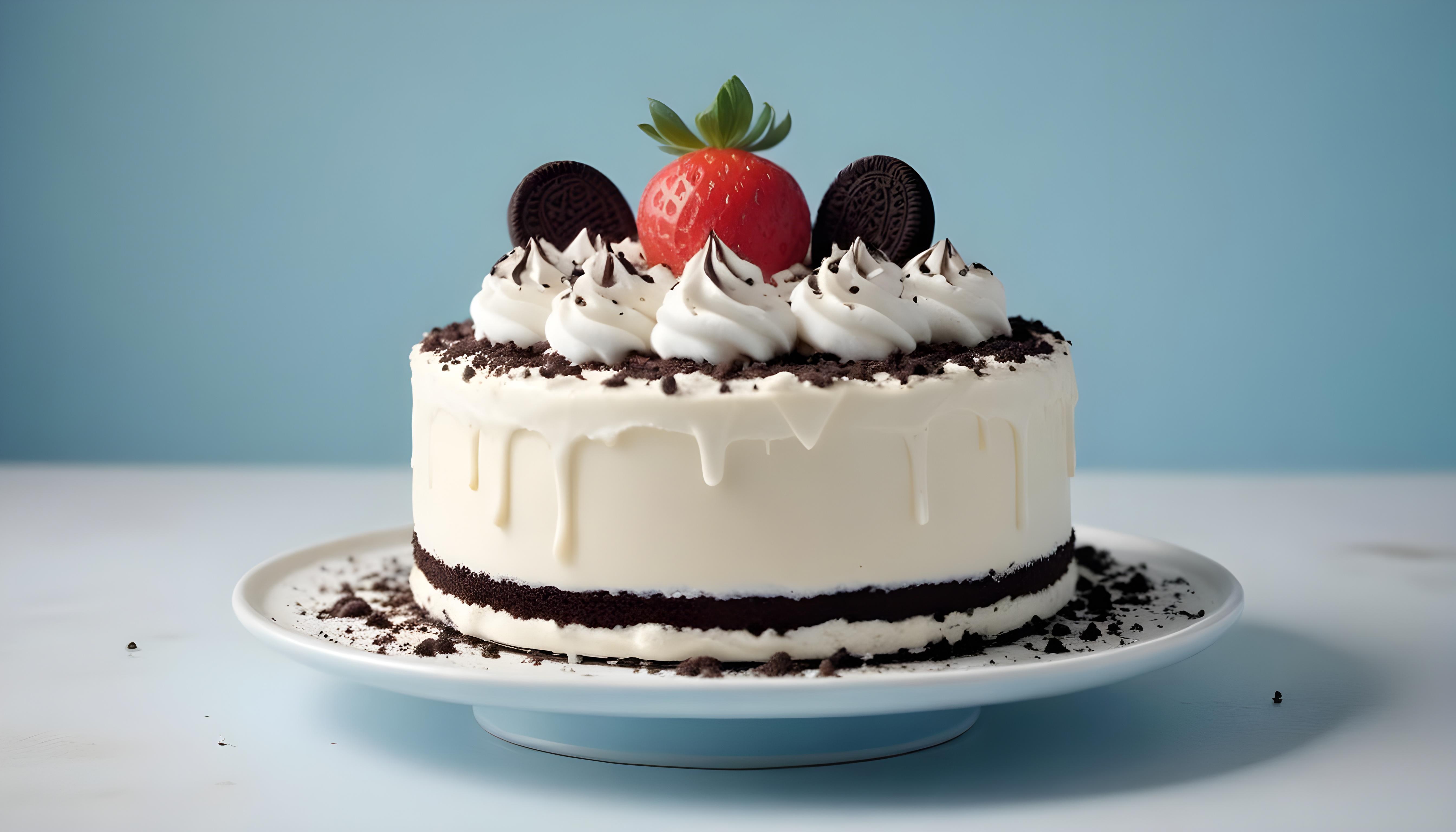 Delicious Strawberry Cream Cake Dessert Isolated on Elegant Background