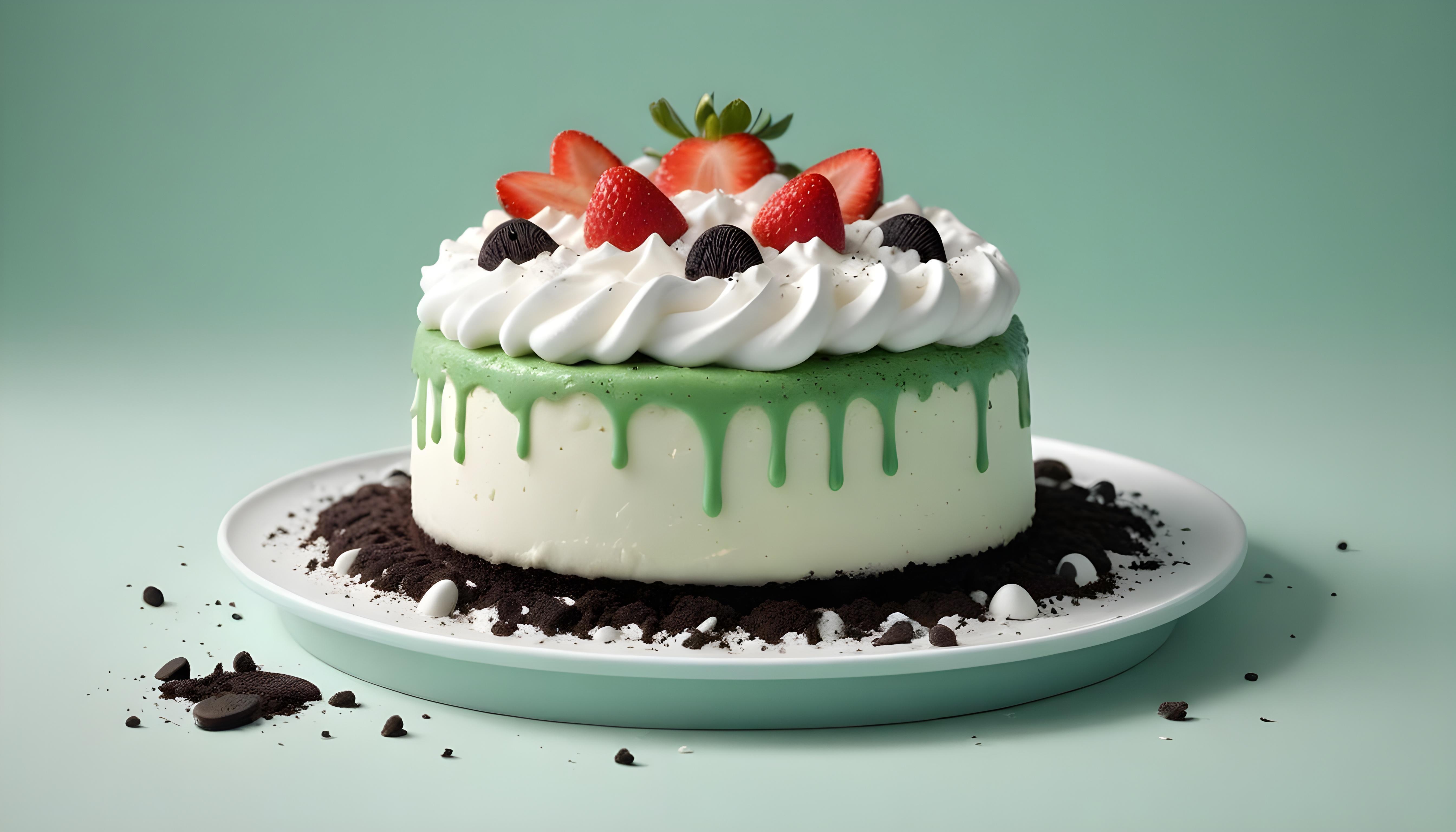 Delicious Strawberry Cream Cake Dessert Isolated on Elegant Background