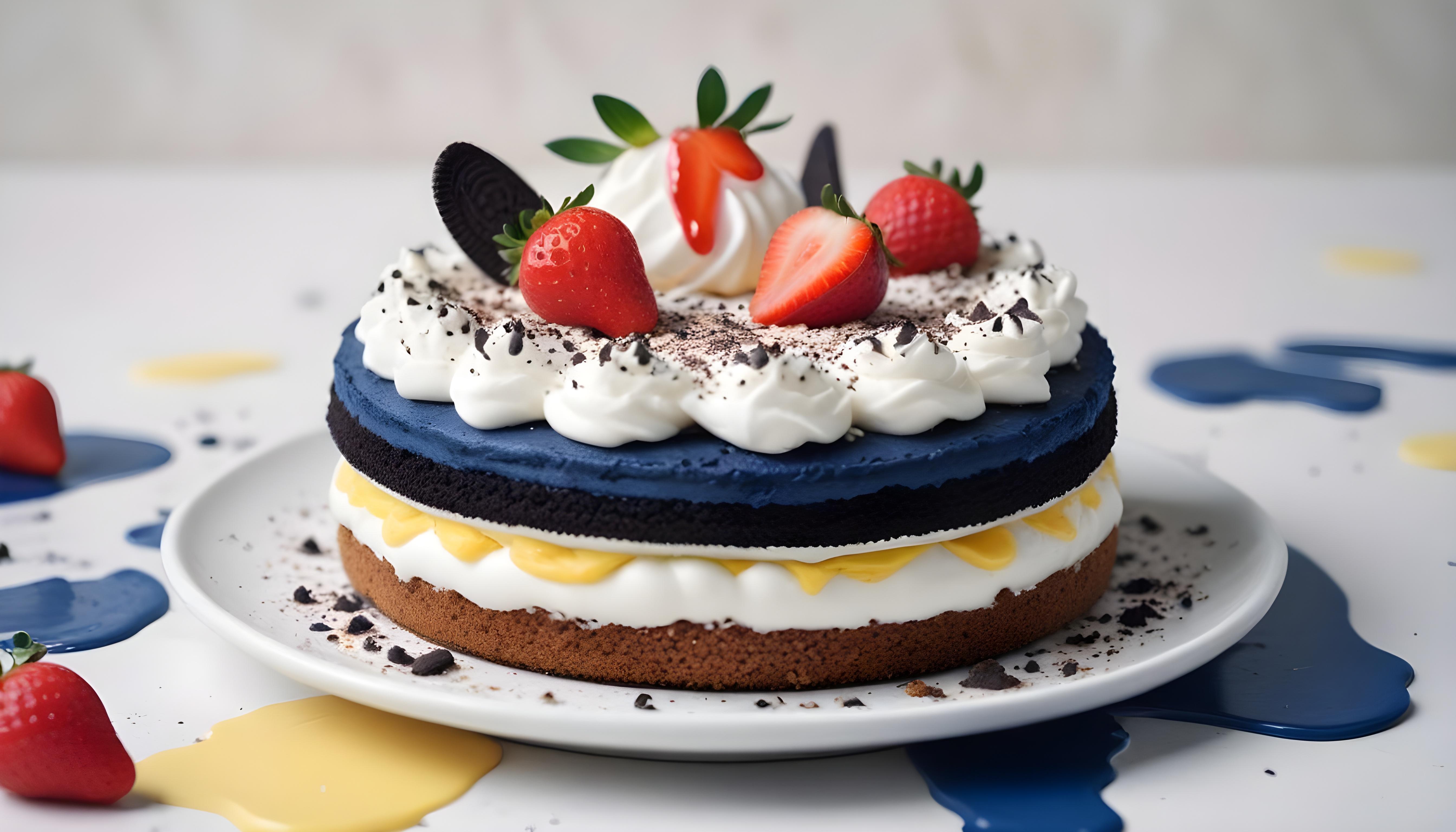 Delicious Strawberry Cream Cake Dessert Isolated on Elegant Background