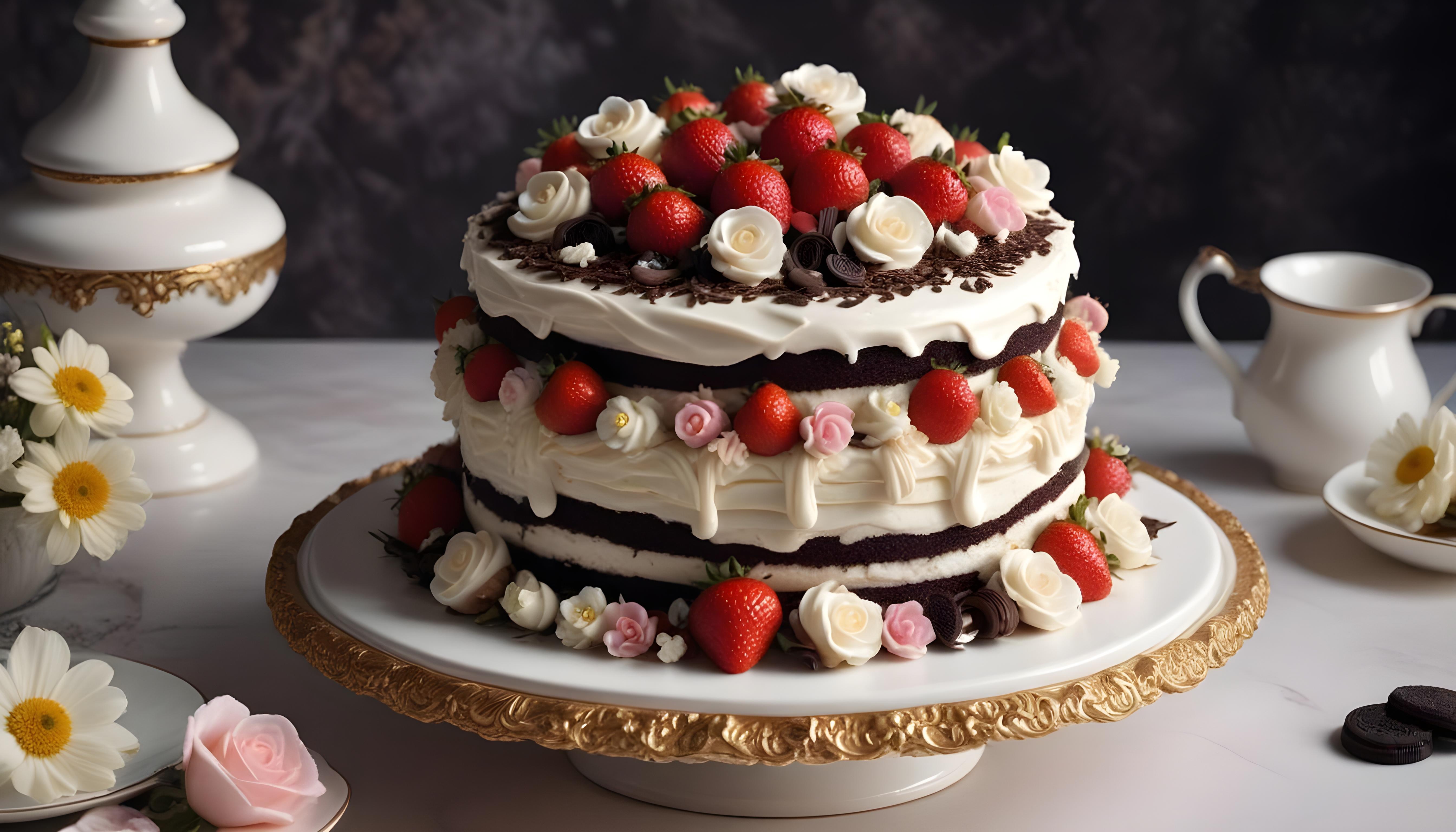 Delicious Strawberry Cream Cake Dessert Isolated on Elegant Background