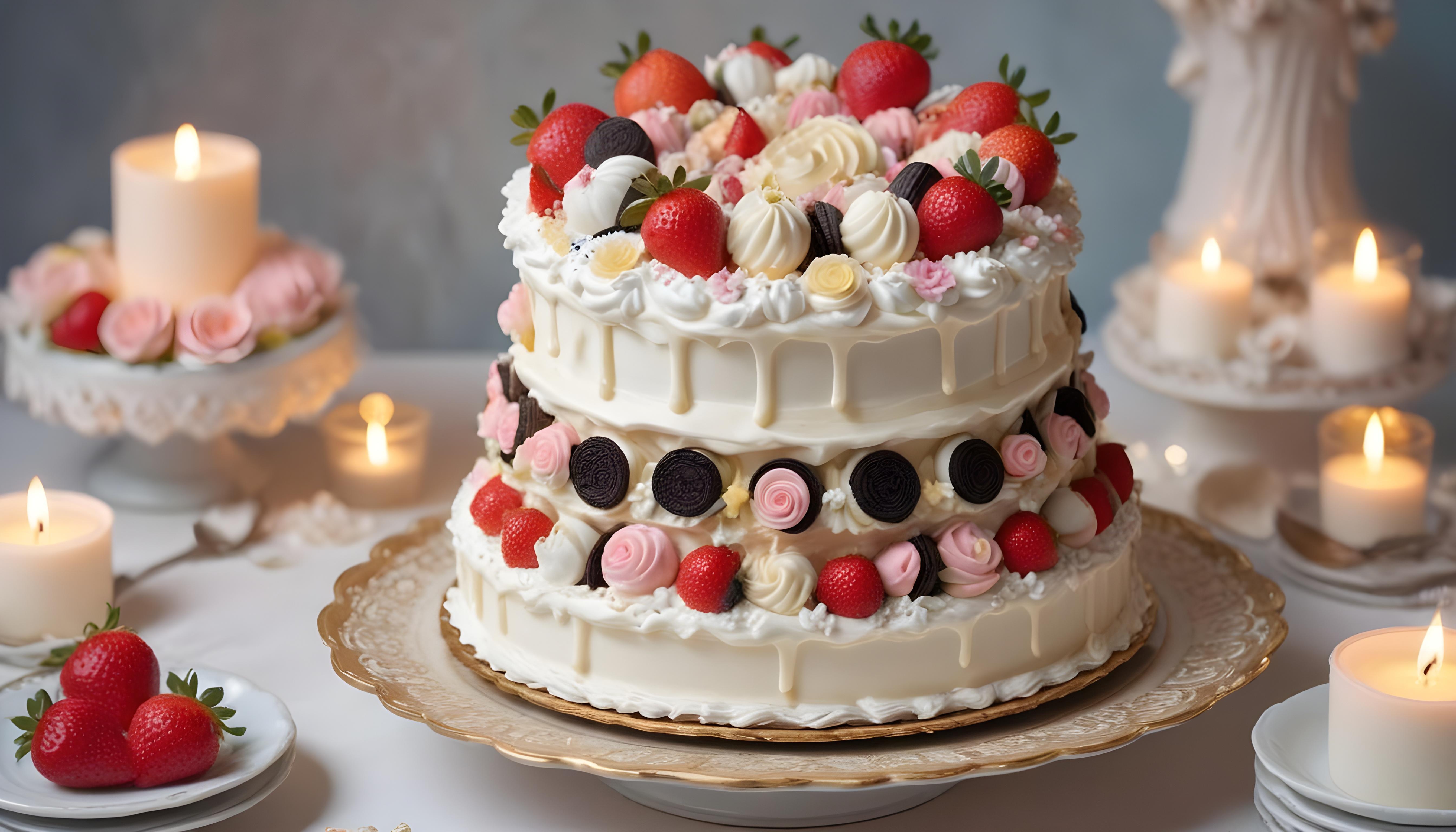 Delicious Strawberry Cream Cake Dessert Isolated on Elegant Background