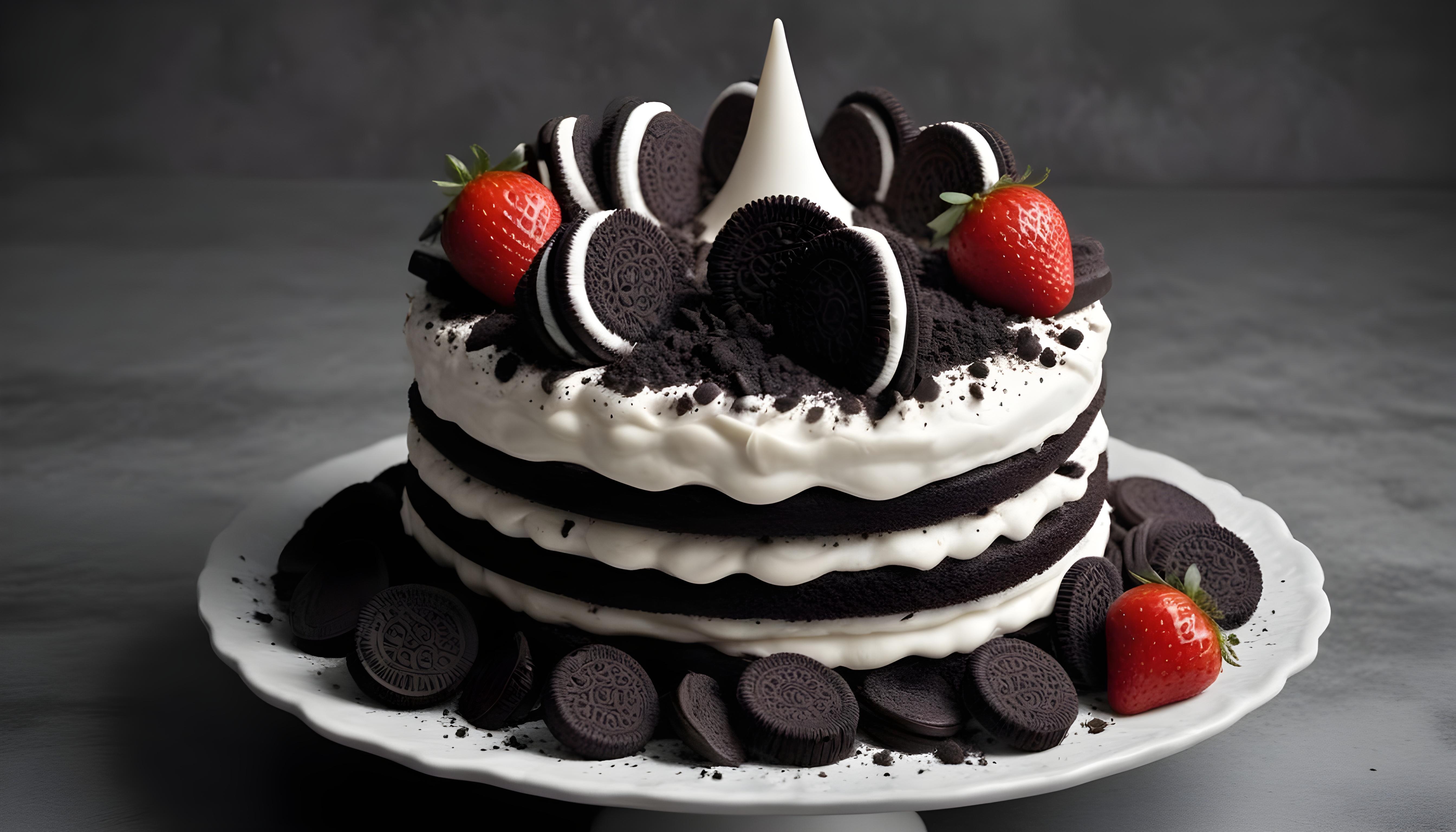 Delicious Strawberry Cream Cake Dessert Isolated on Elegant Background