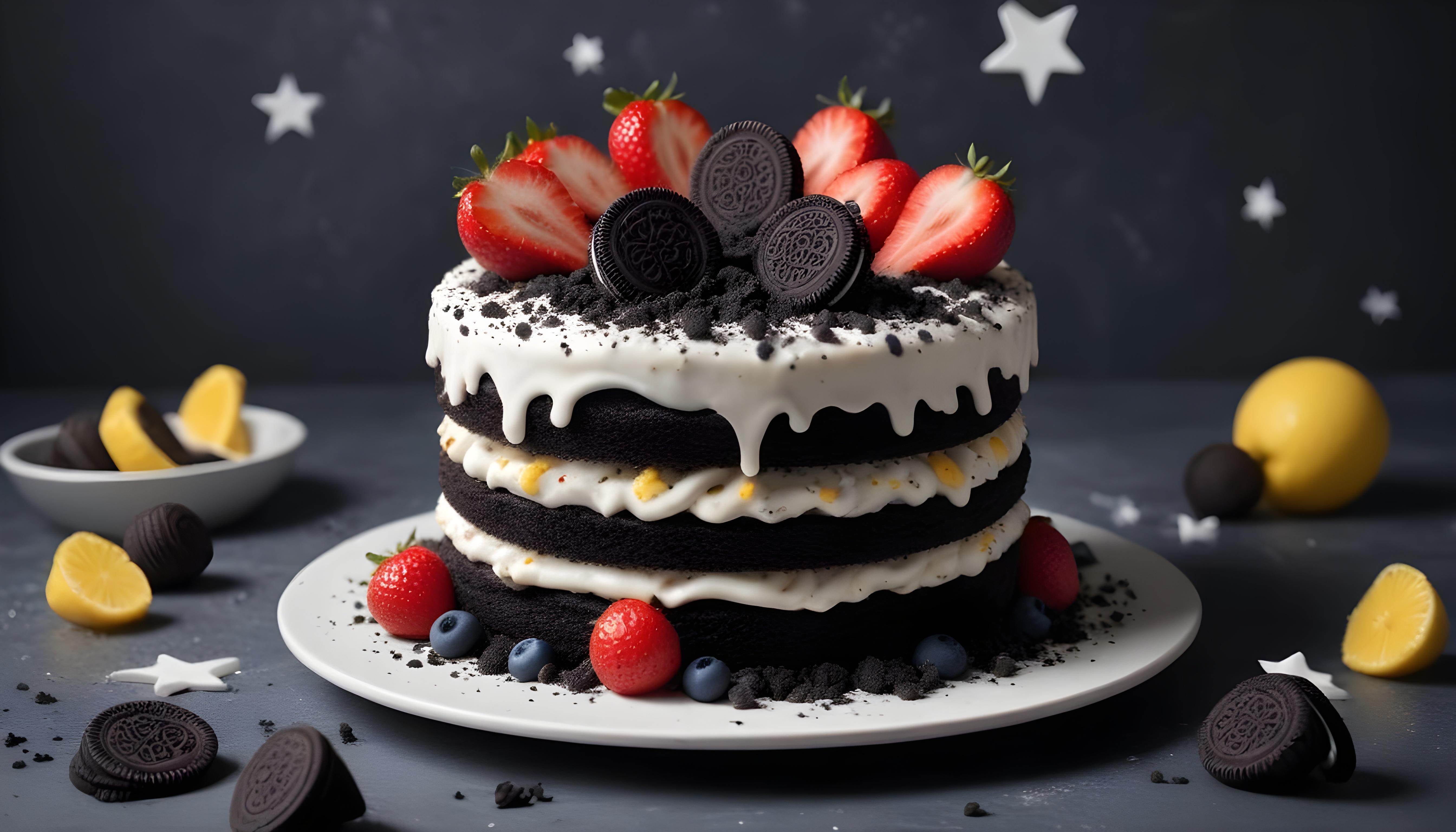 Delicious Strawberry Cream Cake Dessert Isolated on Elegant Background