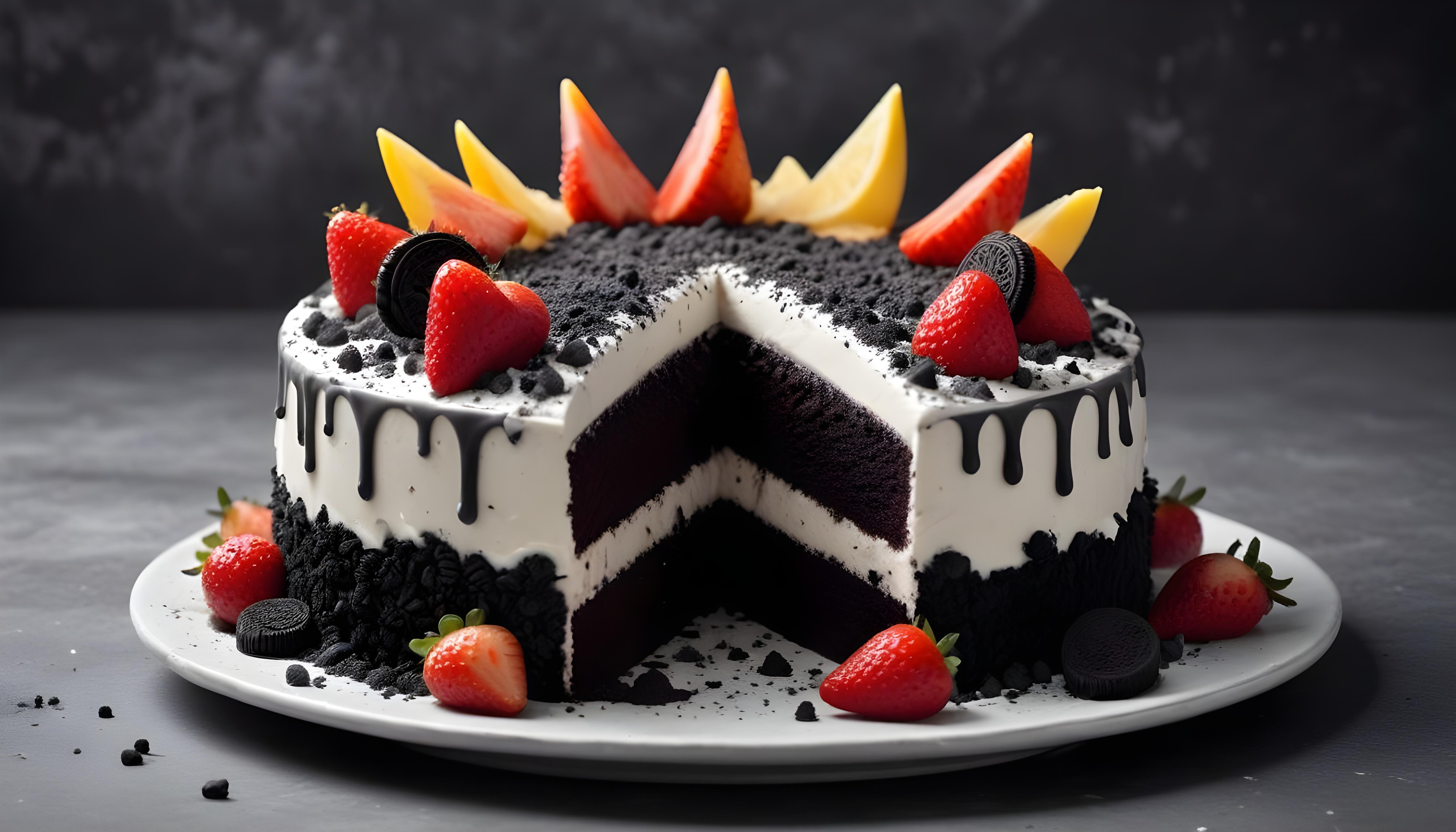 Delicious Strawberry Cream Cake Dessert Isolated on Elegant Background