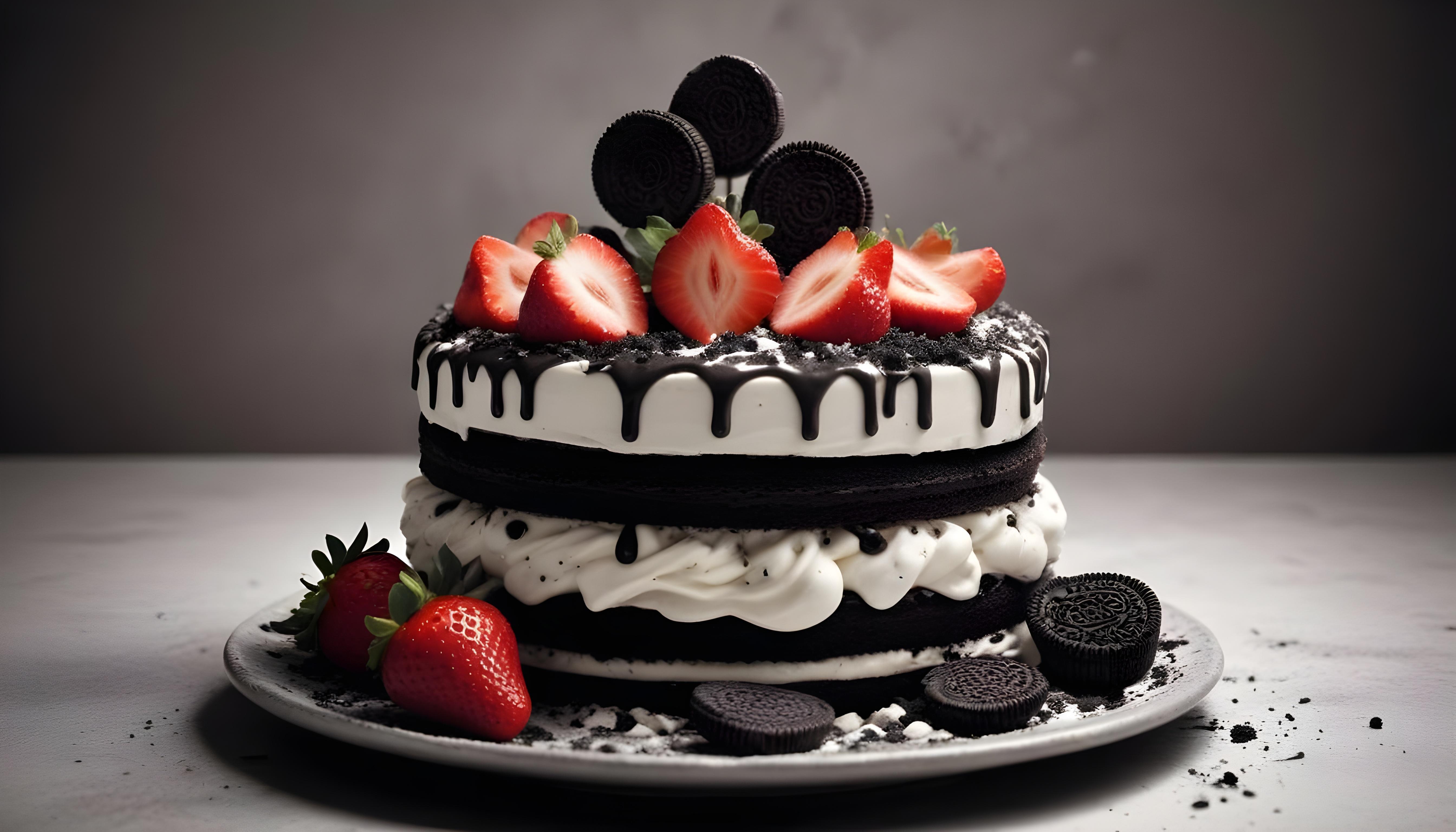 Delicious Strawberry Cream Cake Dessert Isolated on Elegant Background