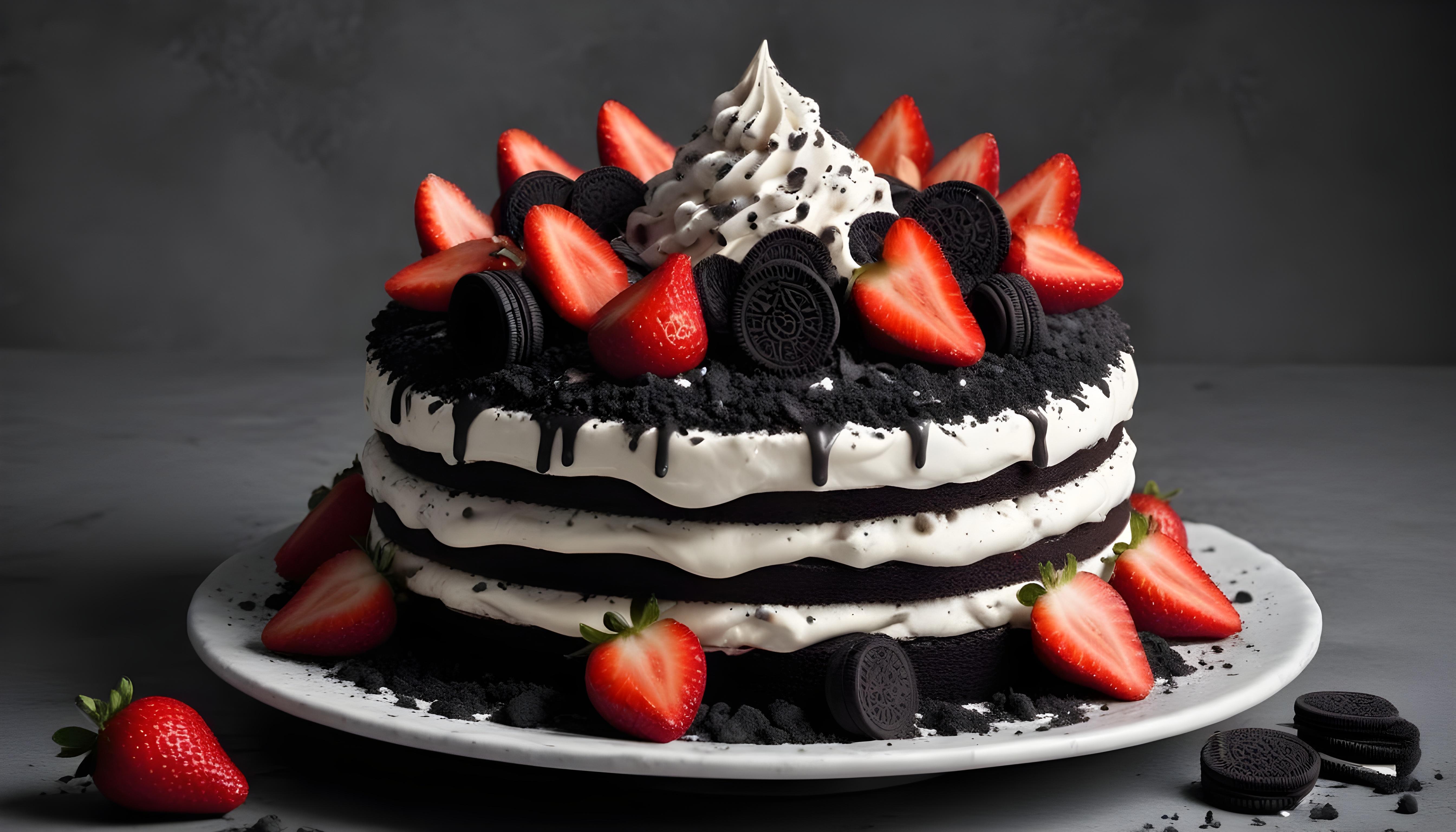 Delicious Strawberry Cream Cake Dessert Isolated on Elegant Background