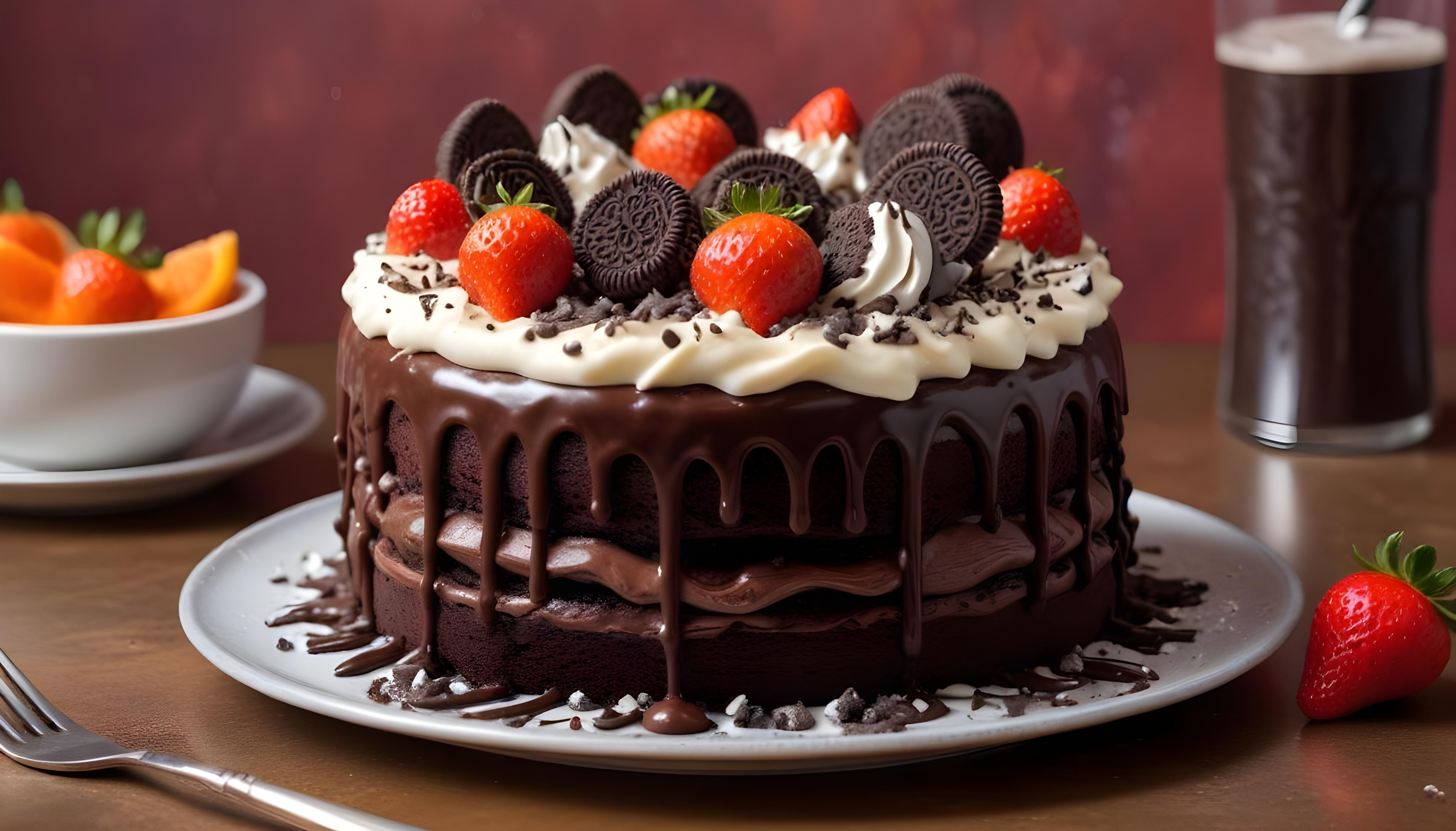 Delicious Strawberry Cream Cake Dessert Isolated on Elegant Background