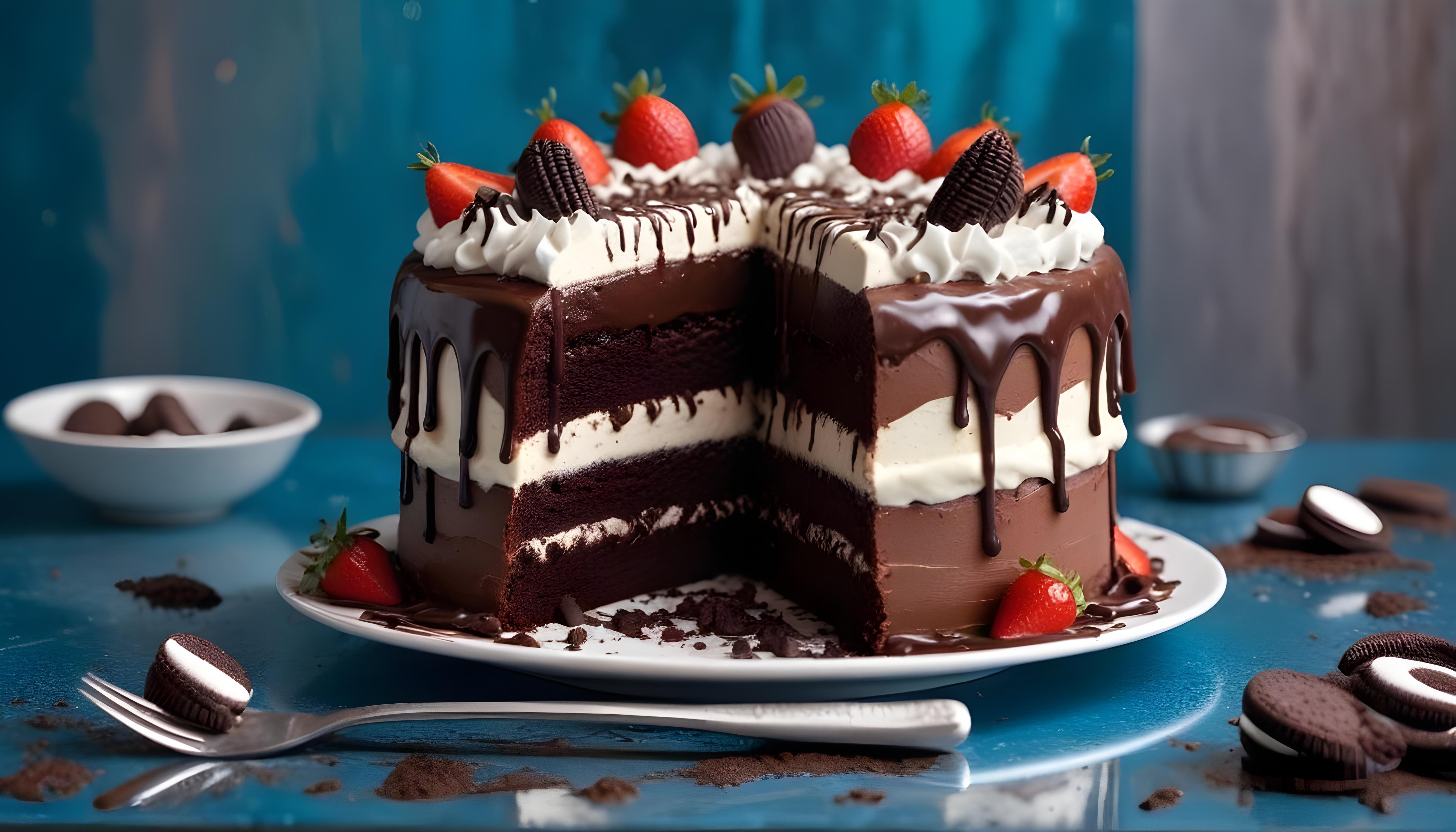 Delicious Strawberry Cream Cake Dessert Isolated on Elegant Background