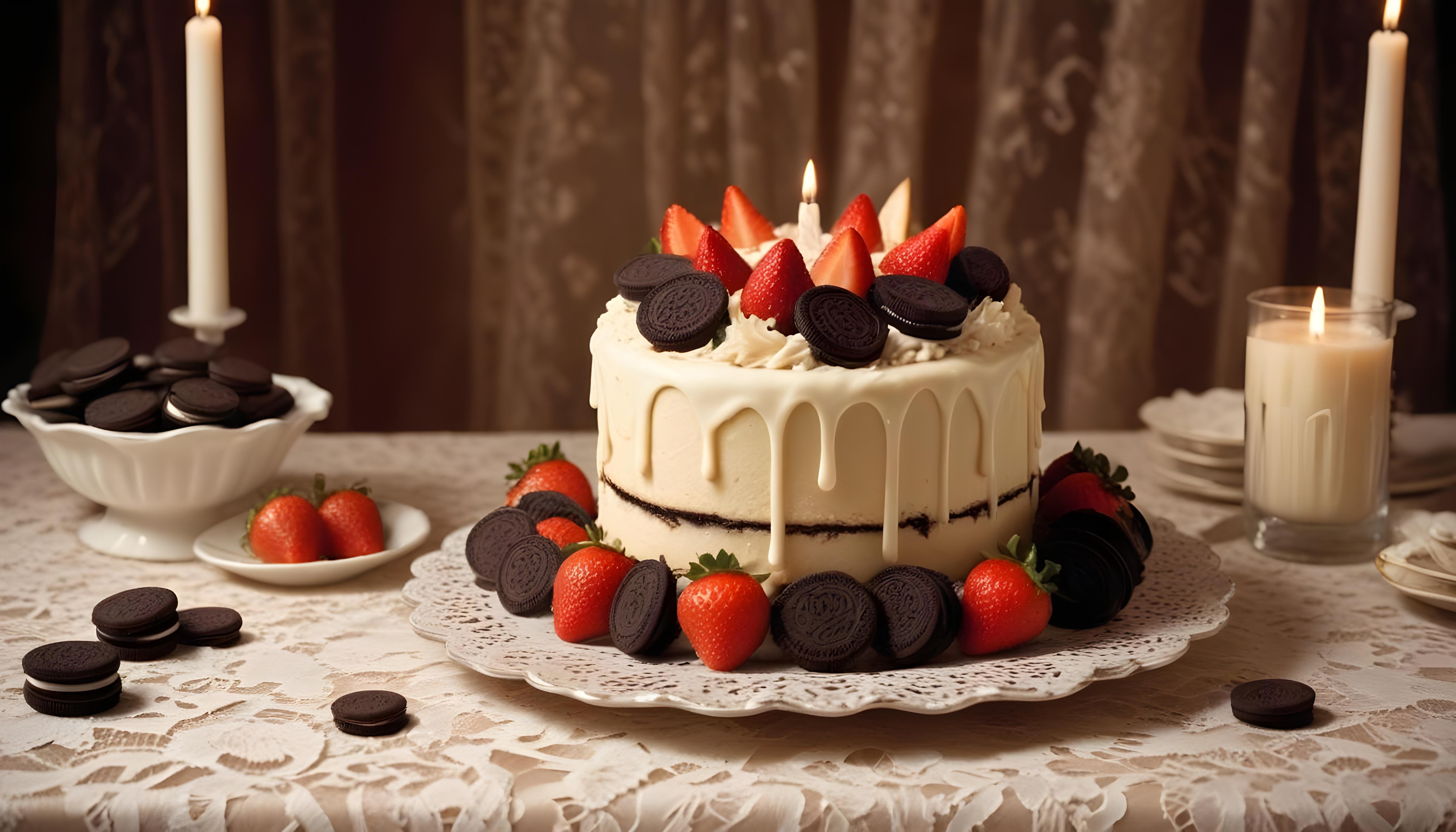 Delicious Strawberry Cream Cake Dessert Isolated on Elegant Background