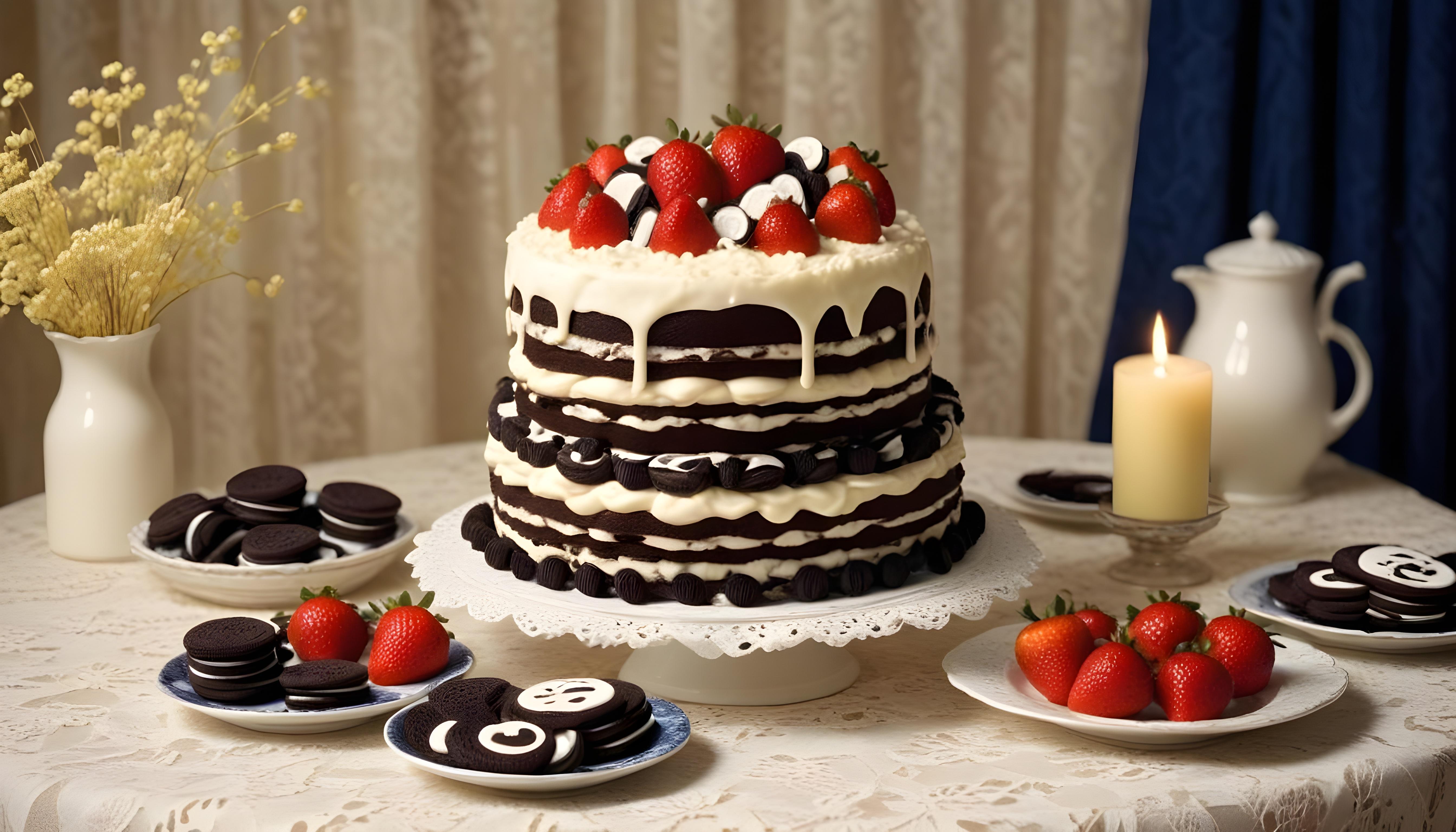 Delicious Strawberry Cream Cake Dessert Isolated on Elegant Background