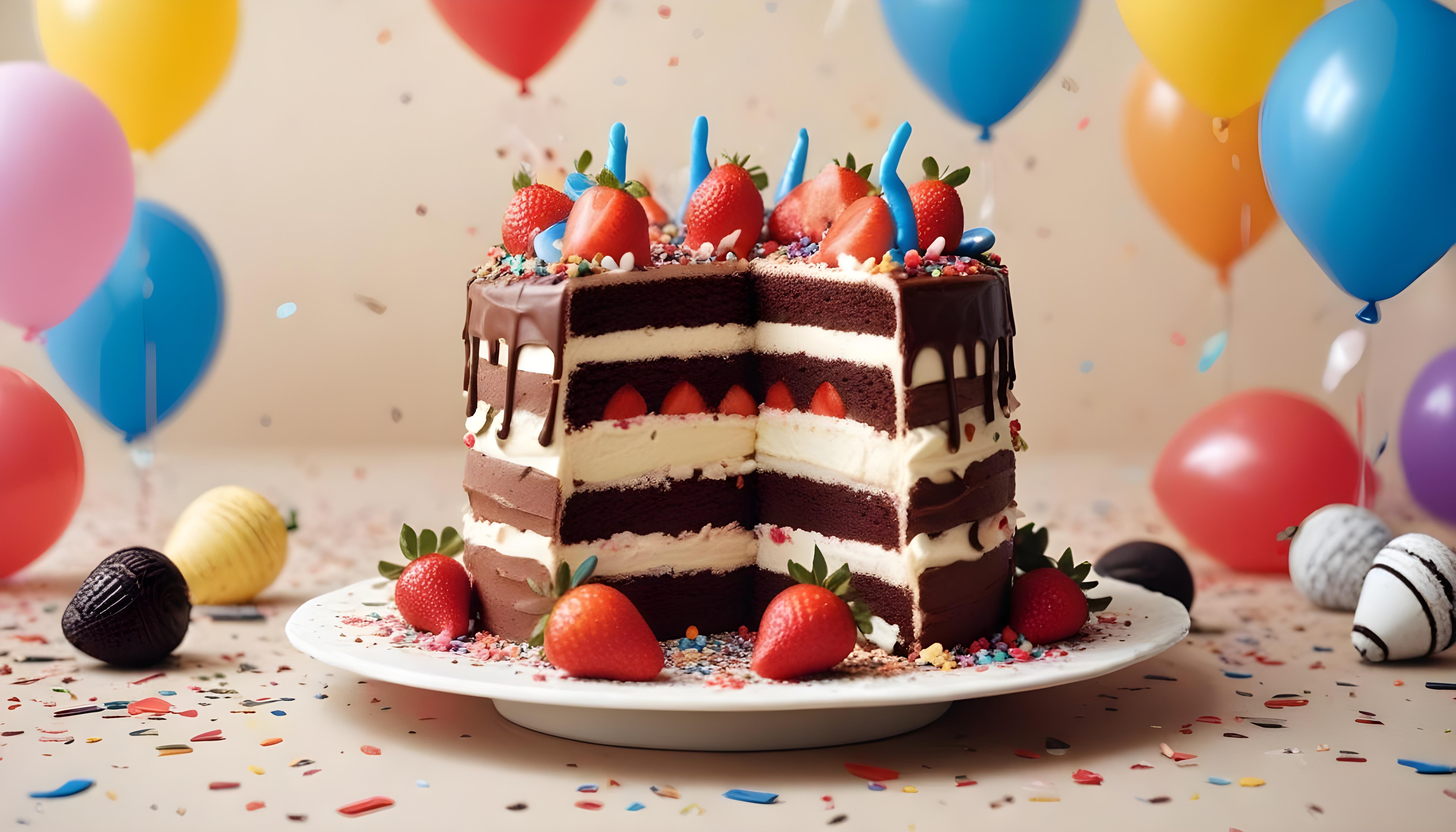 Delicious Strawberry Cream Cake Dessert Isolated on Elegant Background