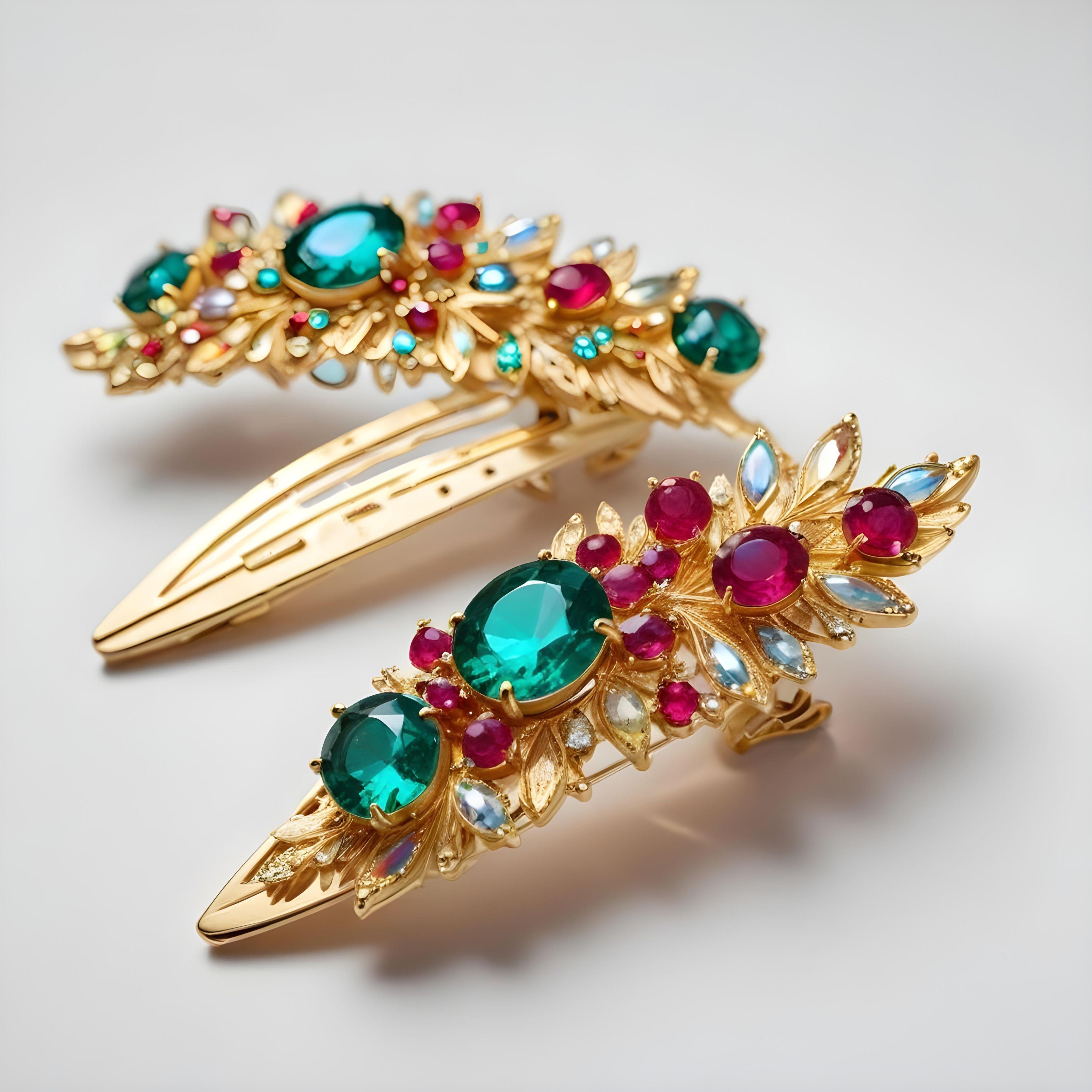 Elegant Decorative Hair Accessories and Luxury Jewelry Elements Isolated Background