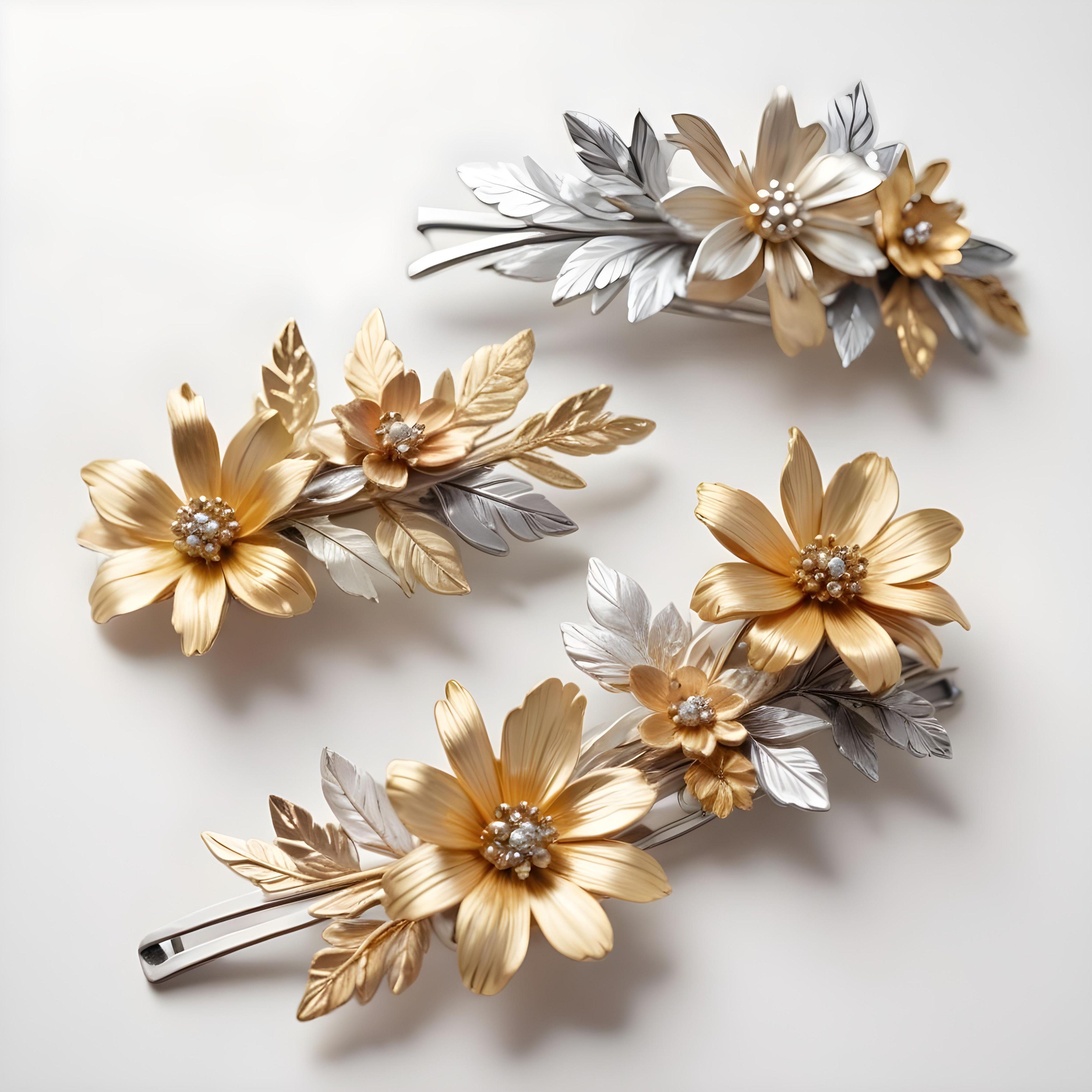 Elegant Decorative Hair Accessories and Luxury Jewelry Elements Isolated Background