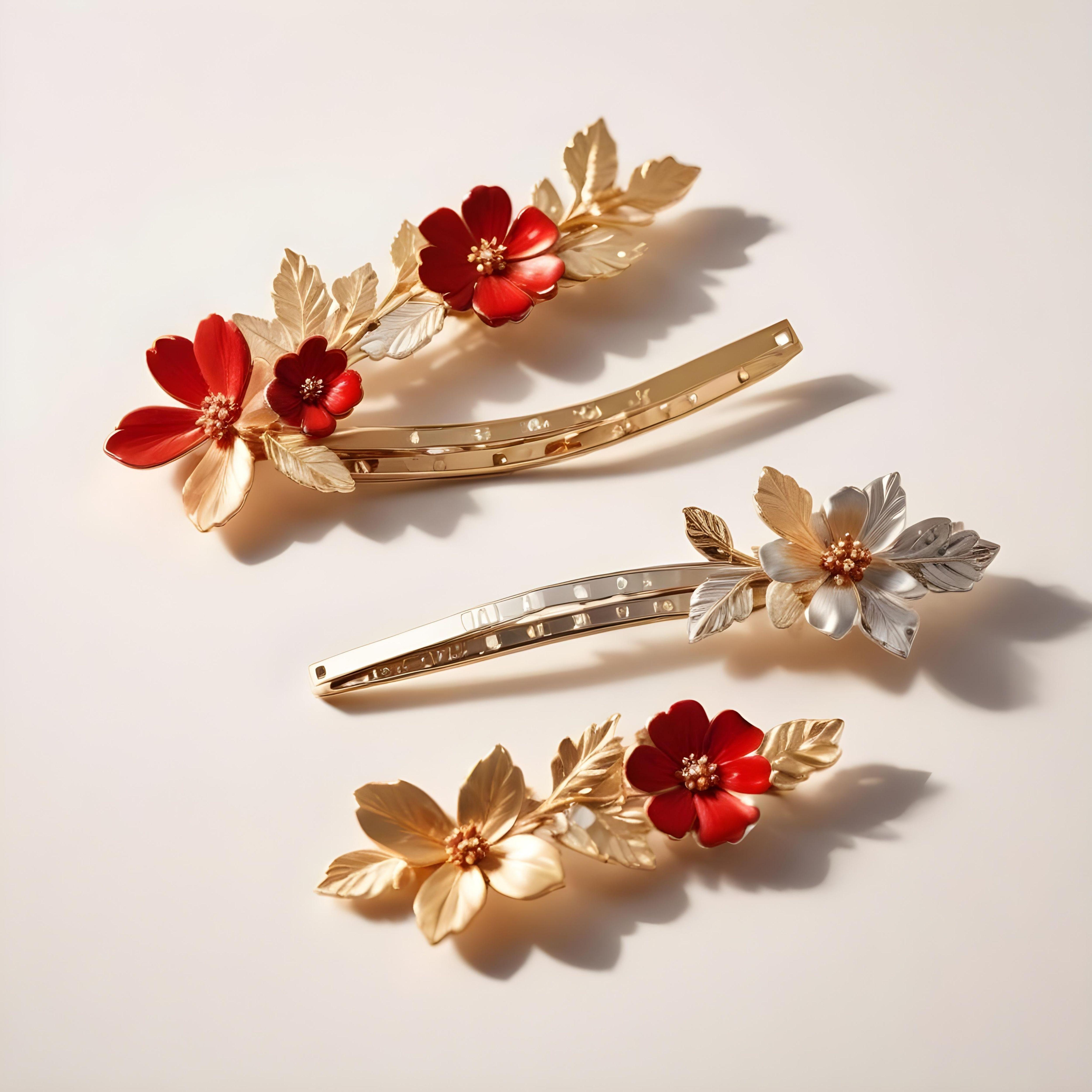 Elegant Decorative Hair Accessories and Luxury Jewelry Elements Isolated Background