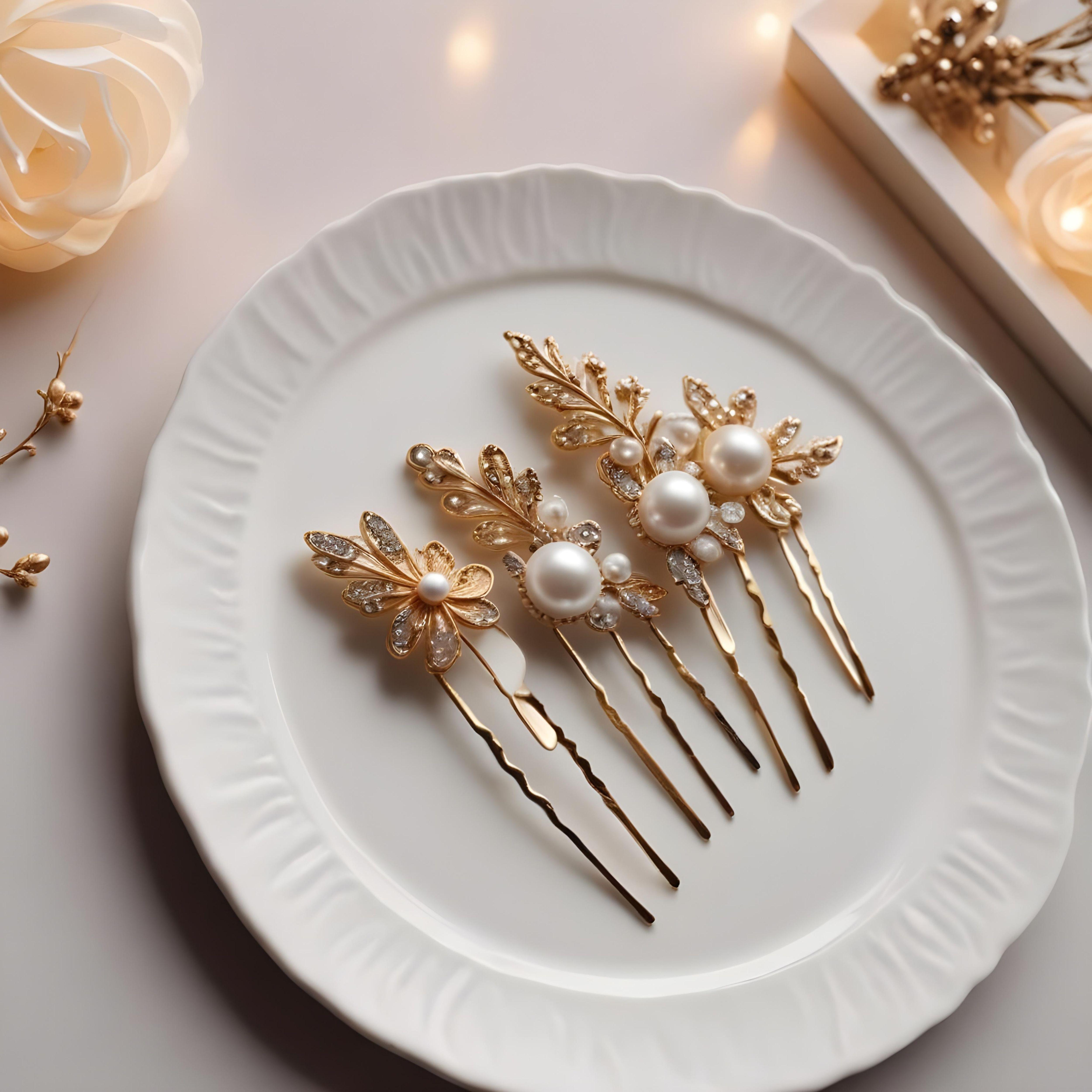Elegant Decorative Hair Accessories and Luxury Jewelry Elements Isolated Background