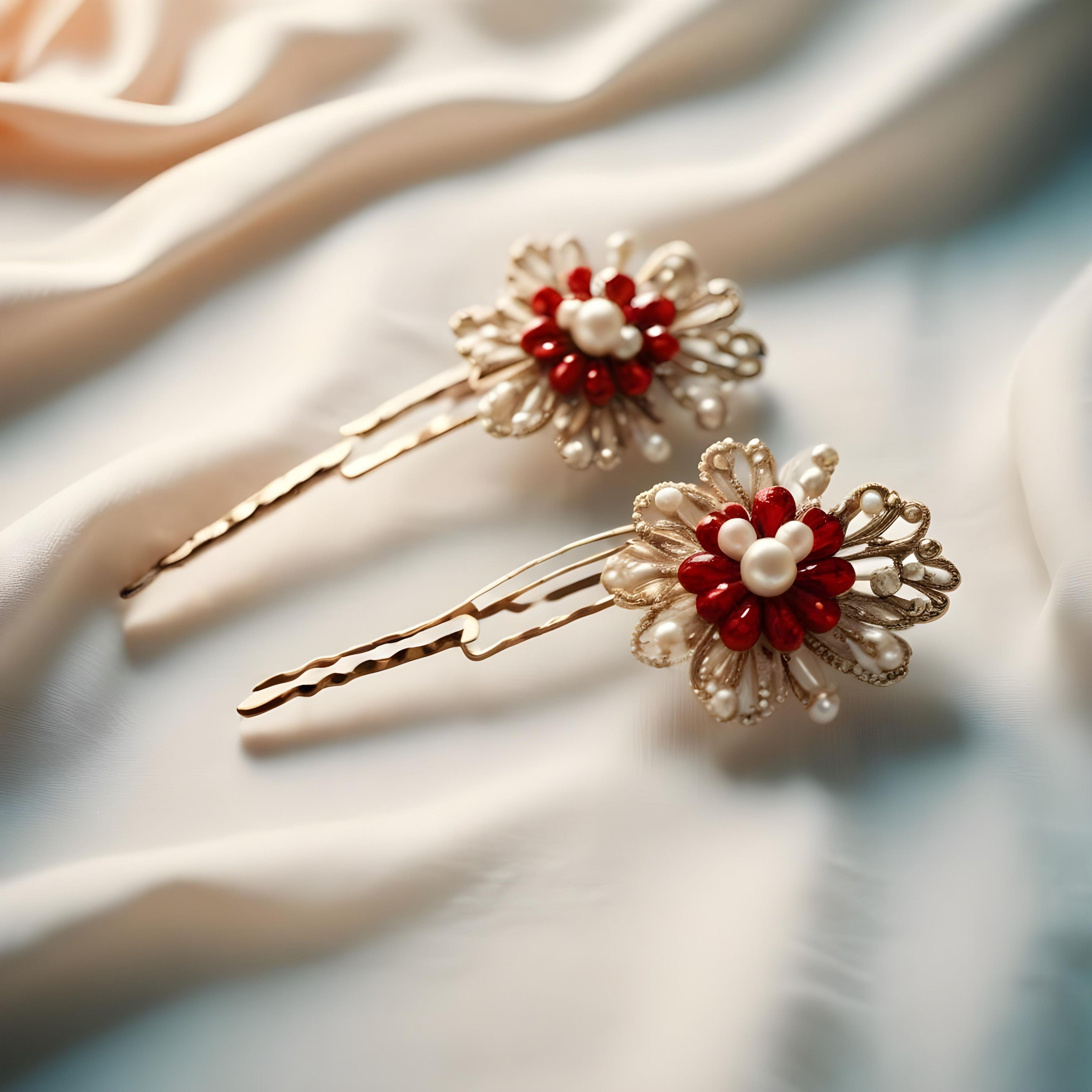 Elegant Decorative Hair Accessories and Luxury Jewelry Elements Isolated Background