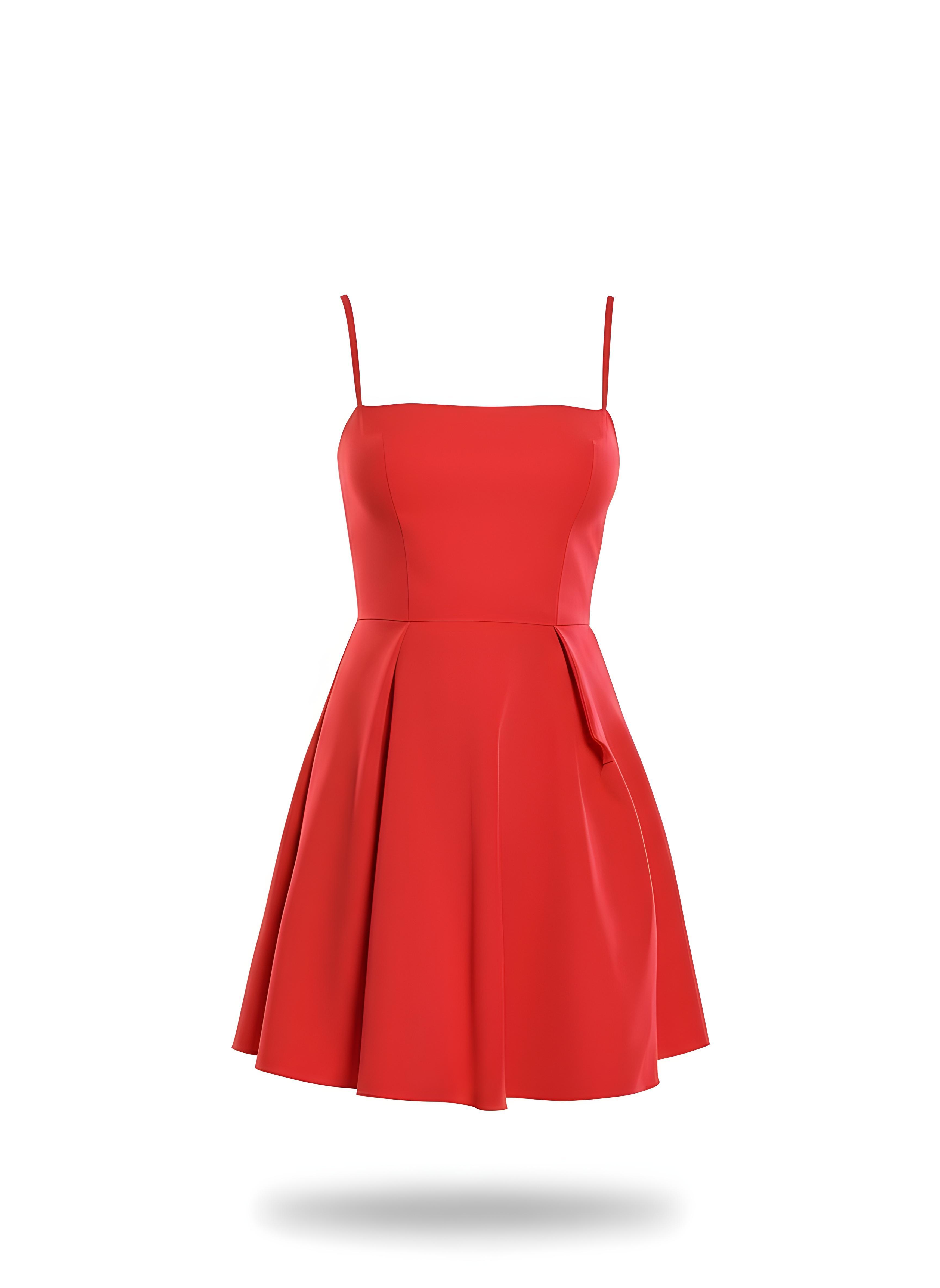 Beautiful Young Woman Wearing Elegant Red Dress Isolated on White Background