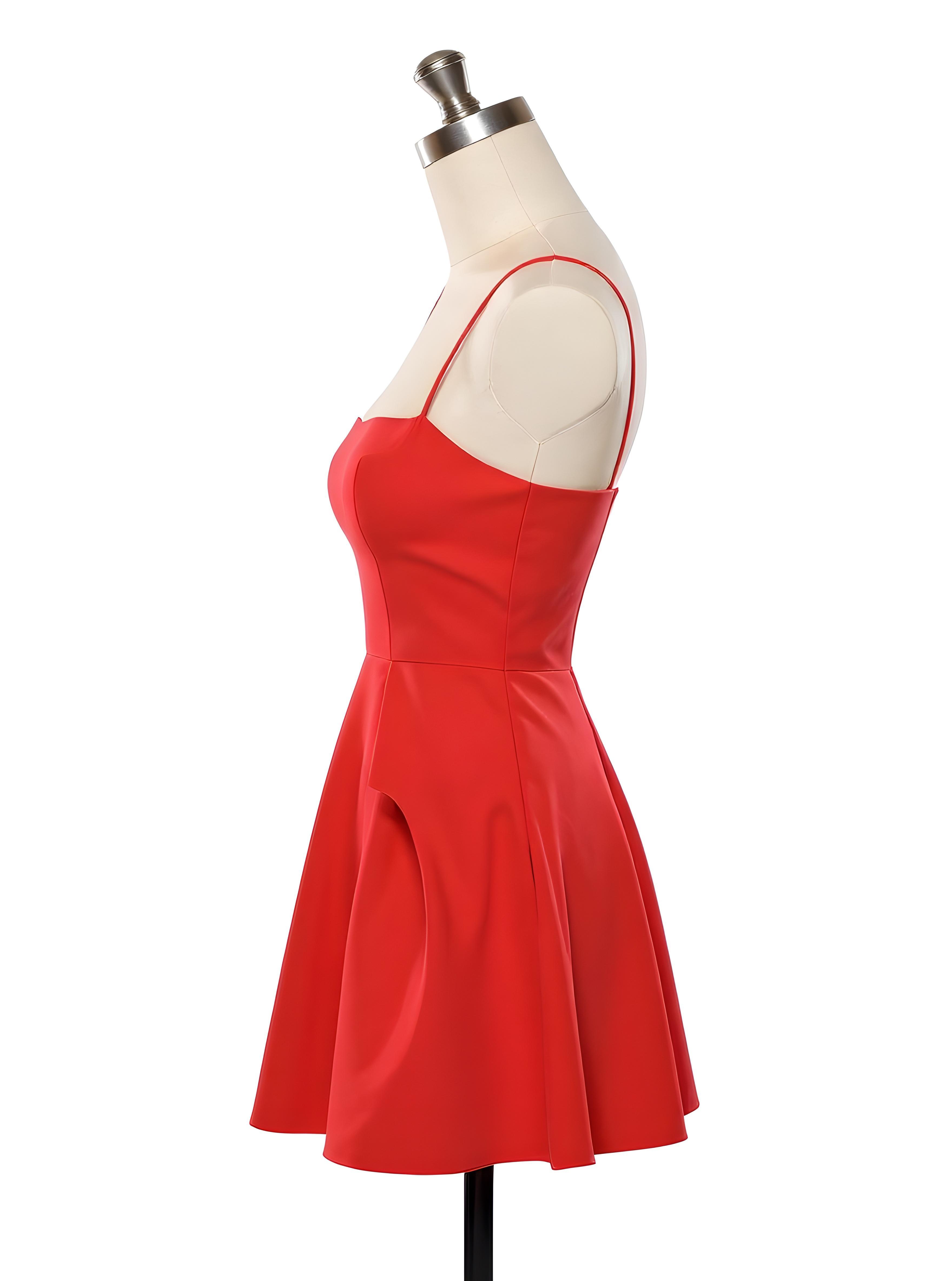 Beautiful Young Woman Wearing Elegant Red Dress Isolated on White Background