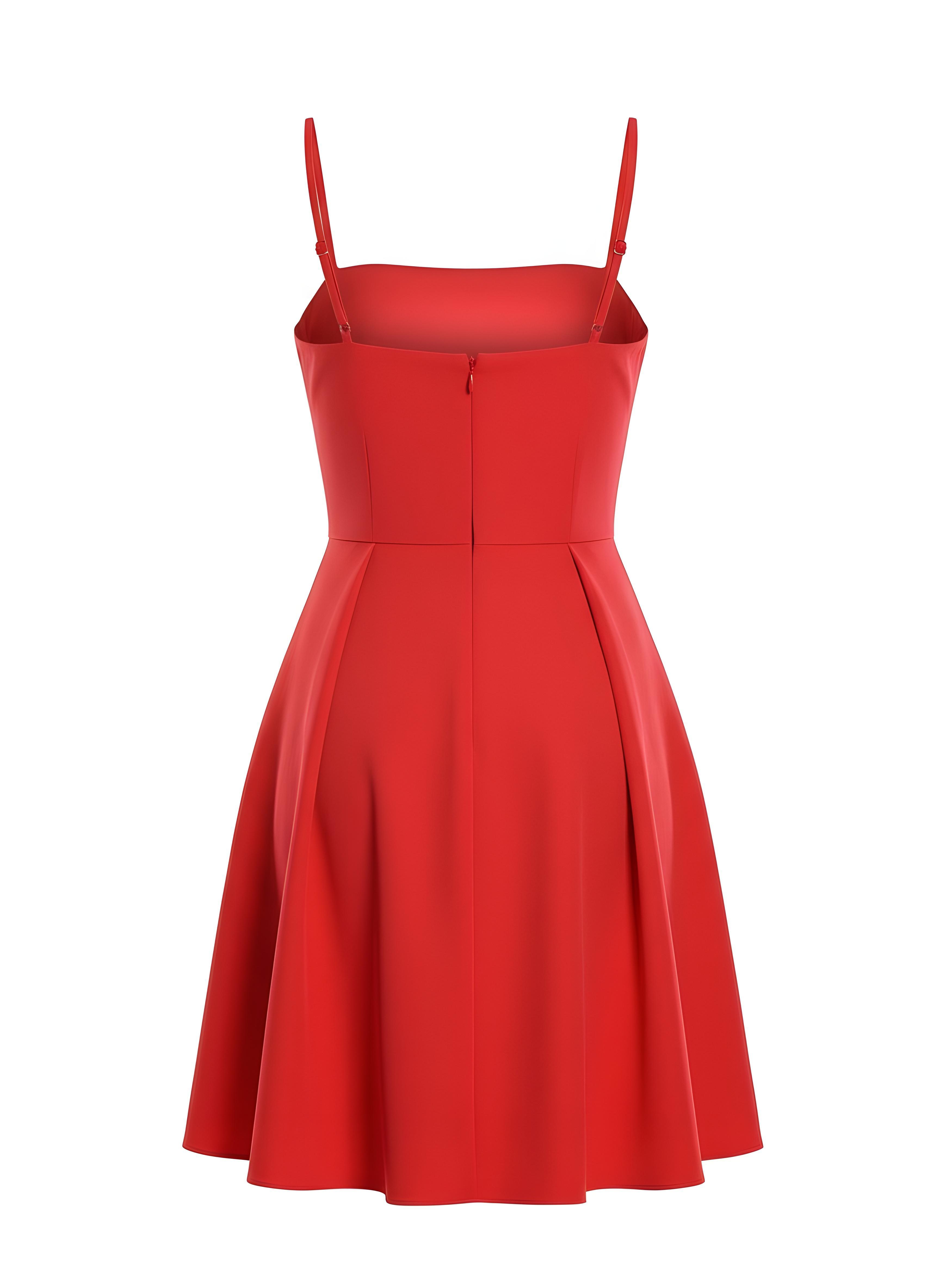 Beautiful Young Woman Wearing Elegant Red Dress Isolated on White Background