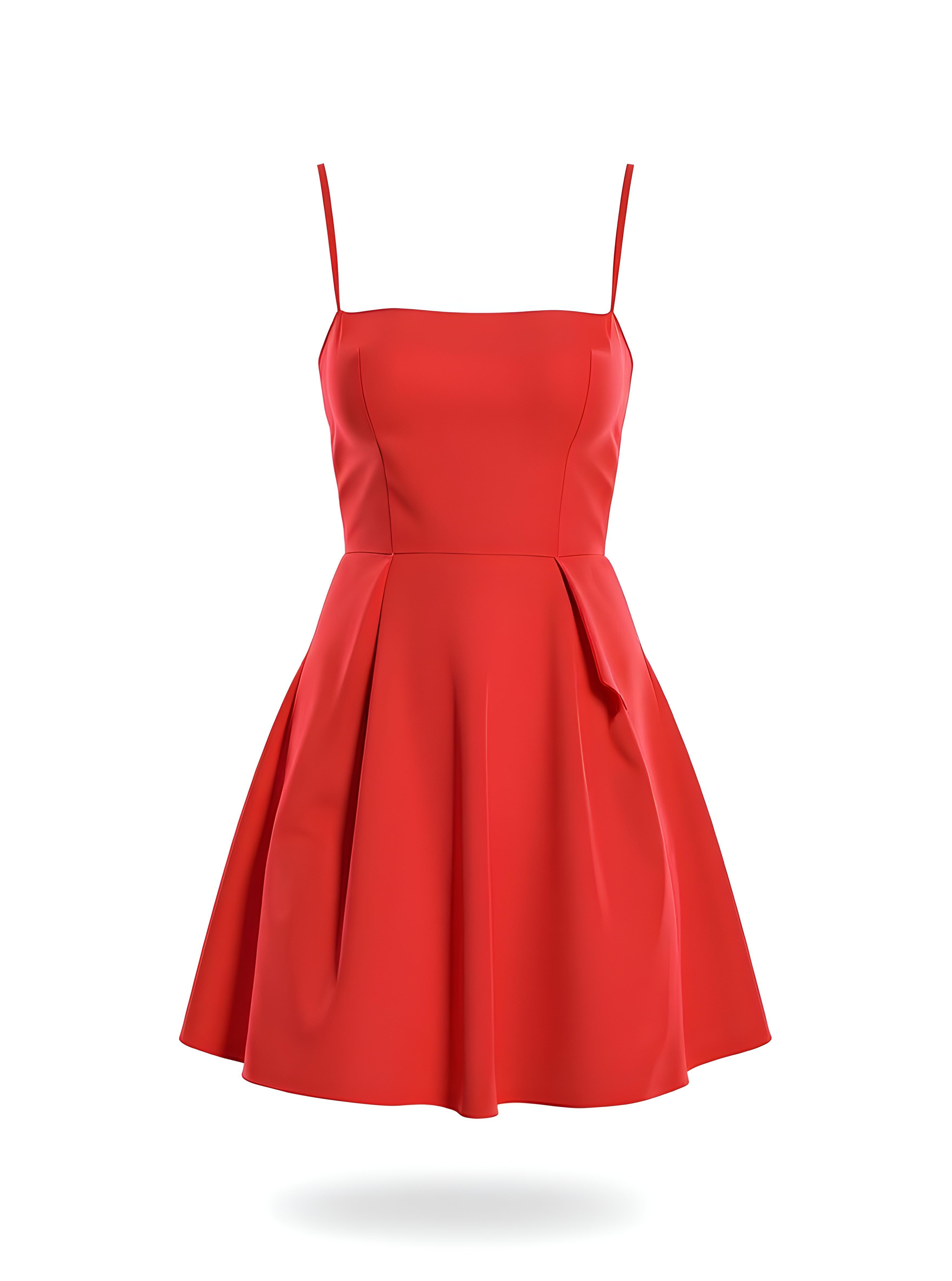Beautiful Young Woman Wearing Elegant Red Dress Isolated on White Background