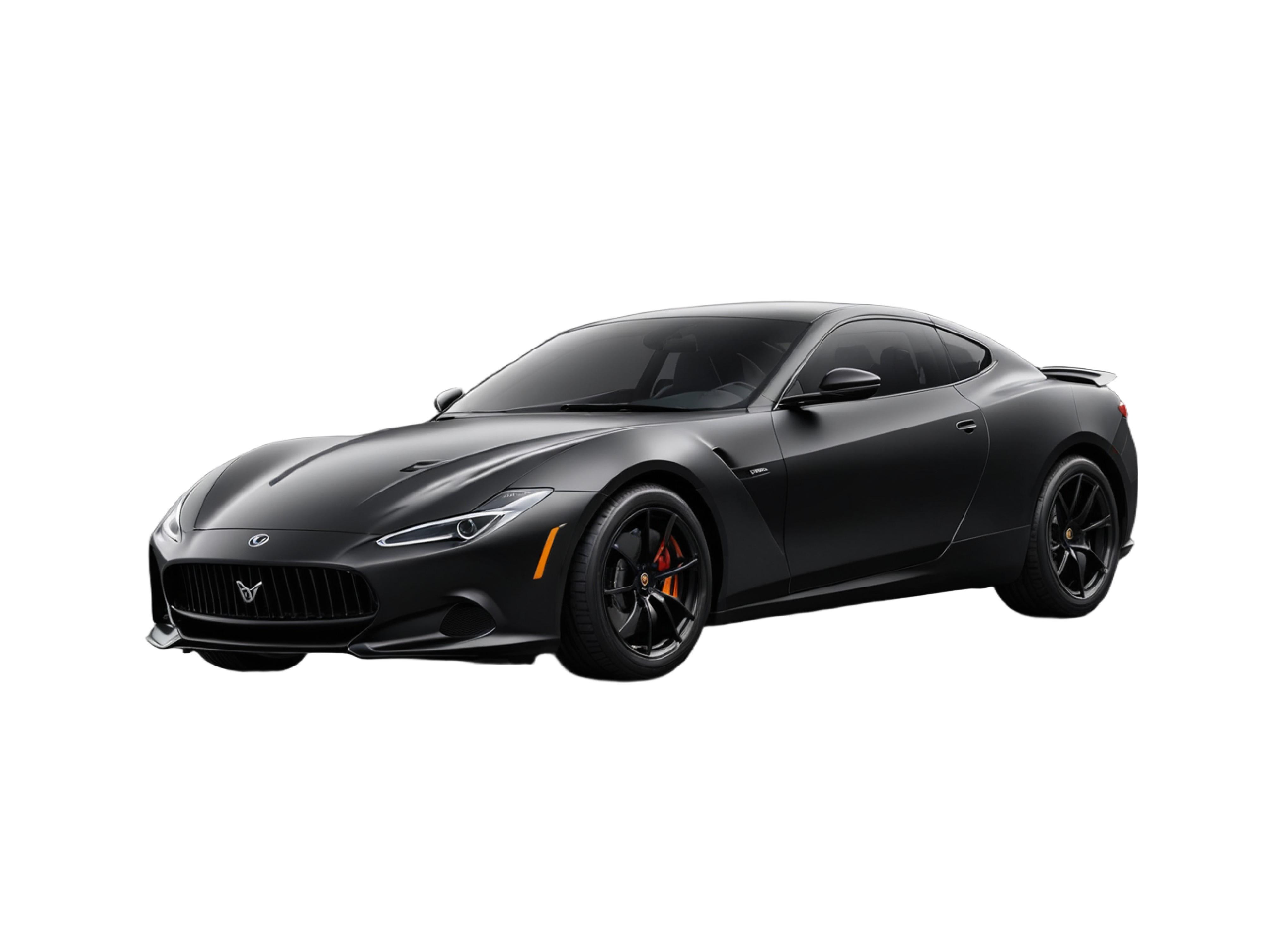 Luxury Black Sports Car Isolated on White Background