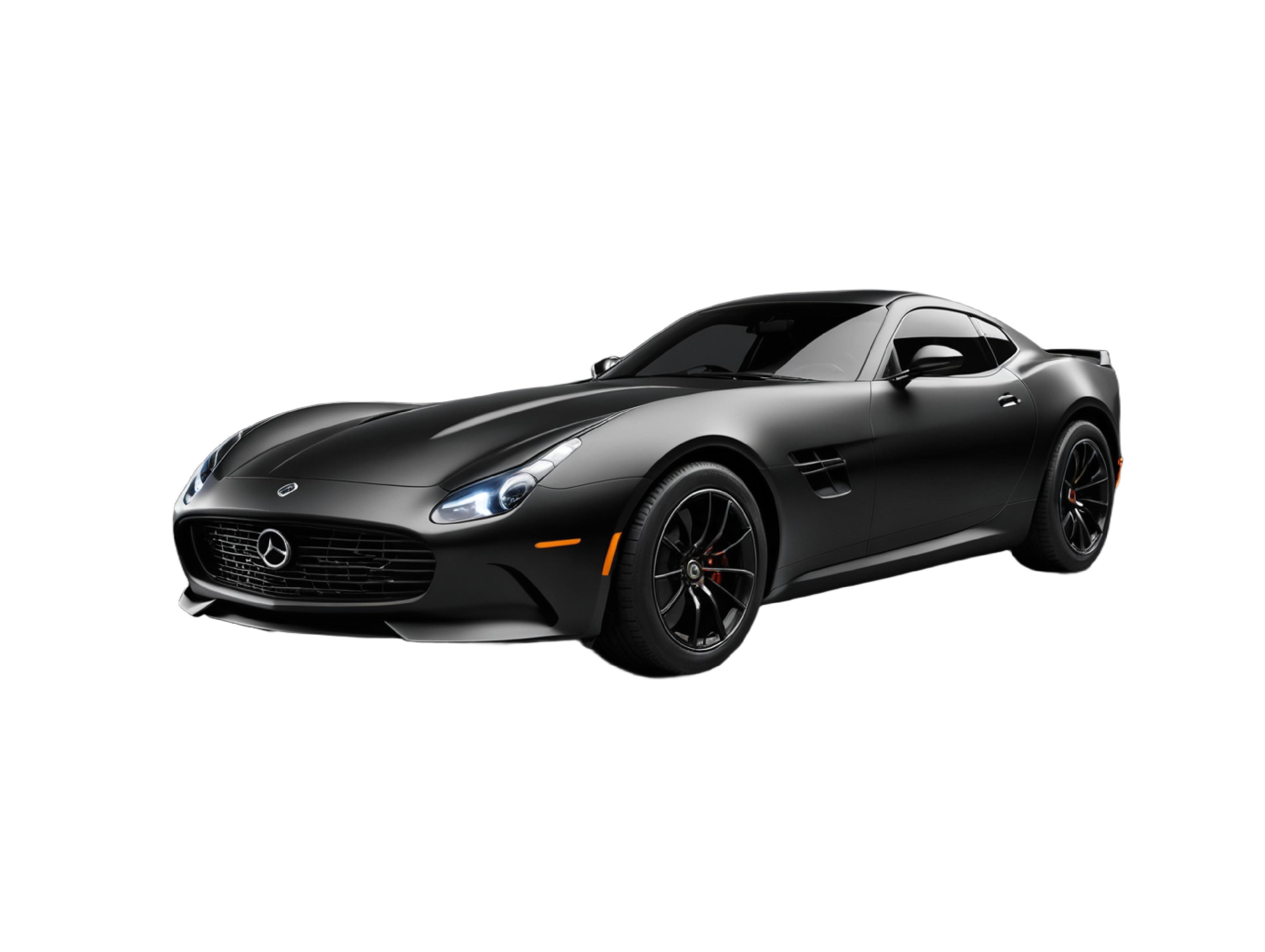 Luxury Black Sports Car Isolated on White Background