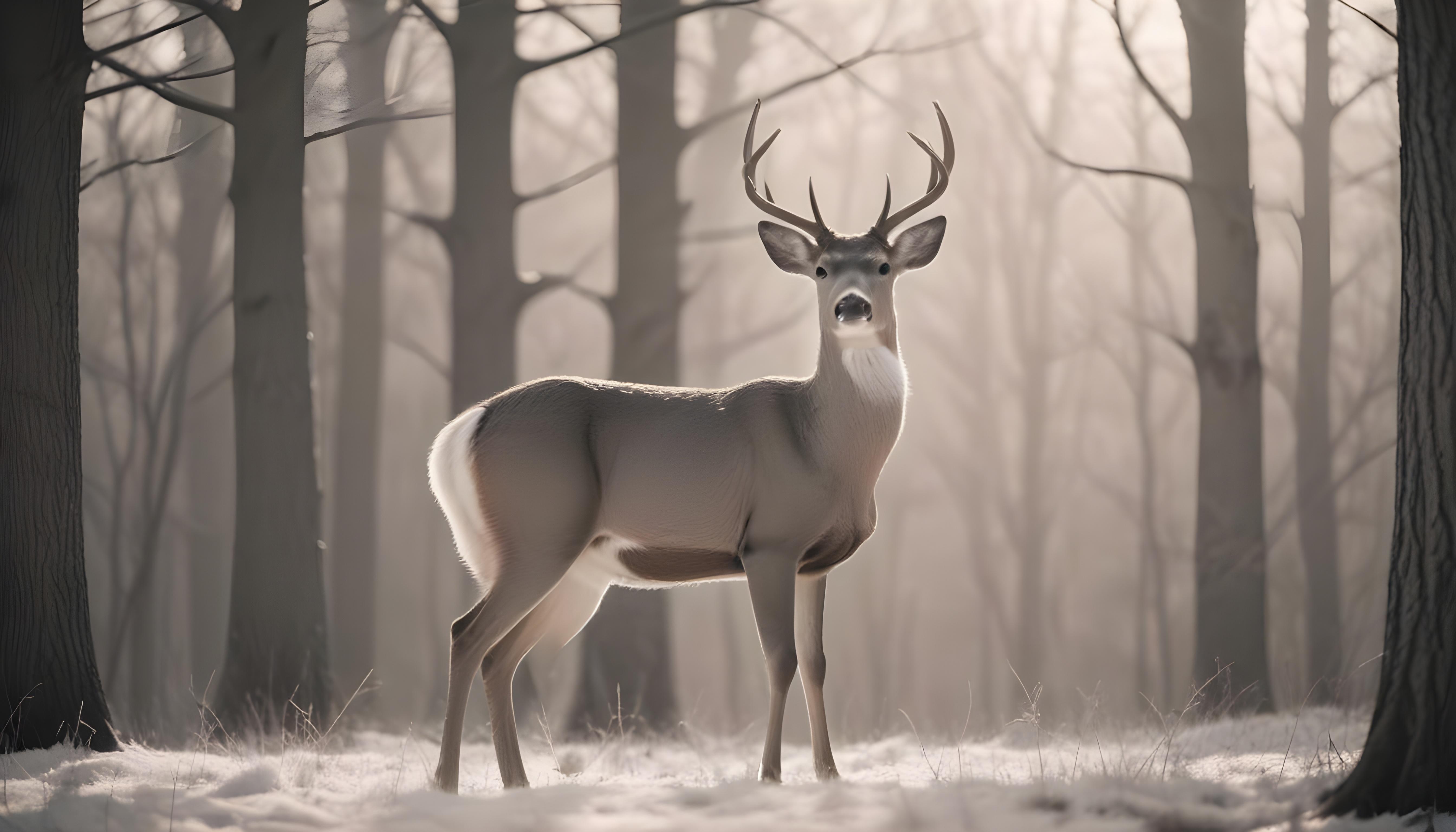 Majestic Deer Wildlife Portrait in Natural Forest Environment
