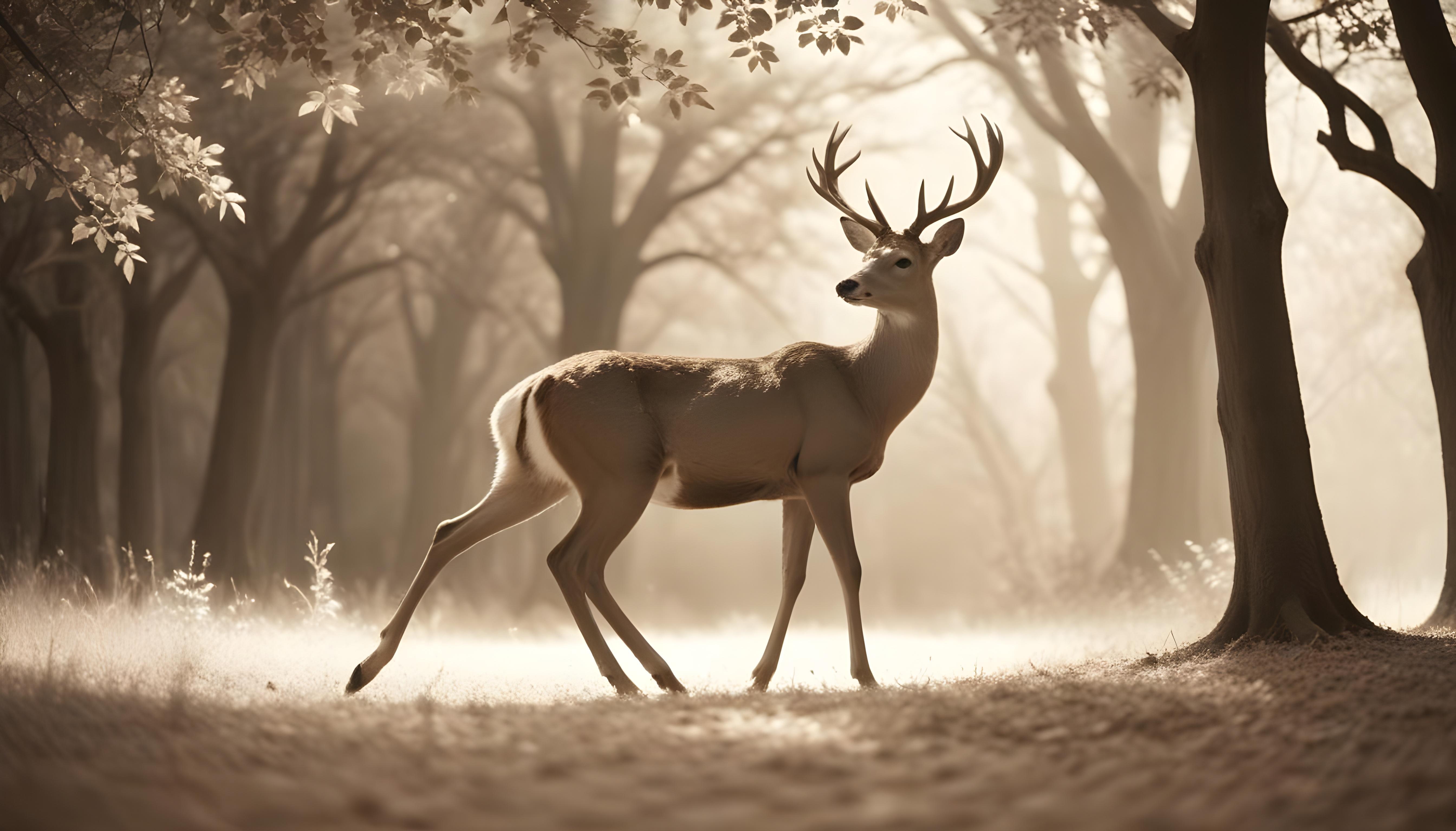 Majestic Deer Wildlife Portrait in Natural Forest Environment
