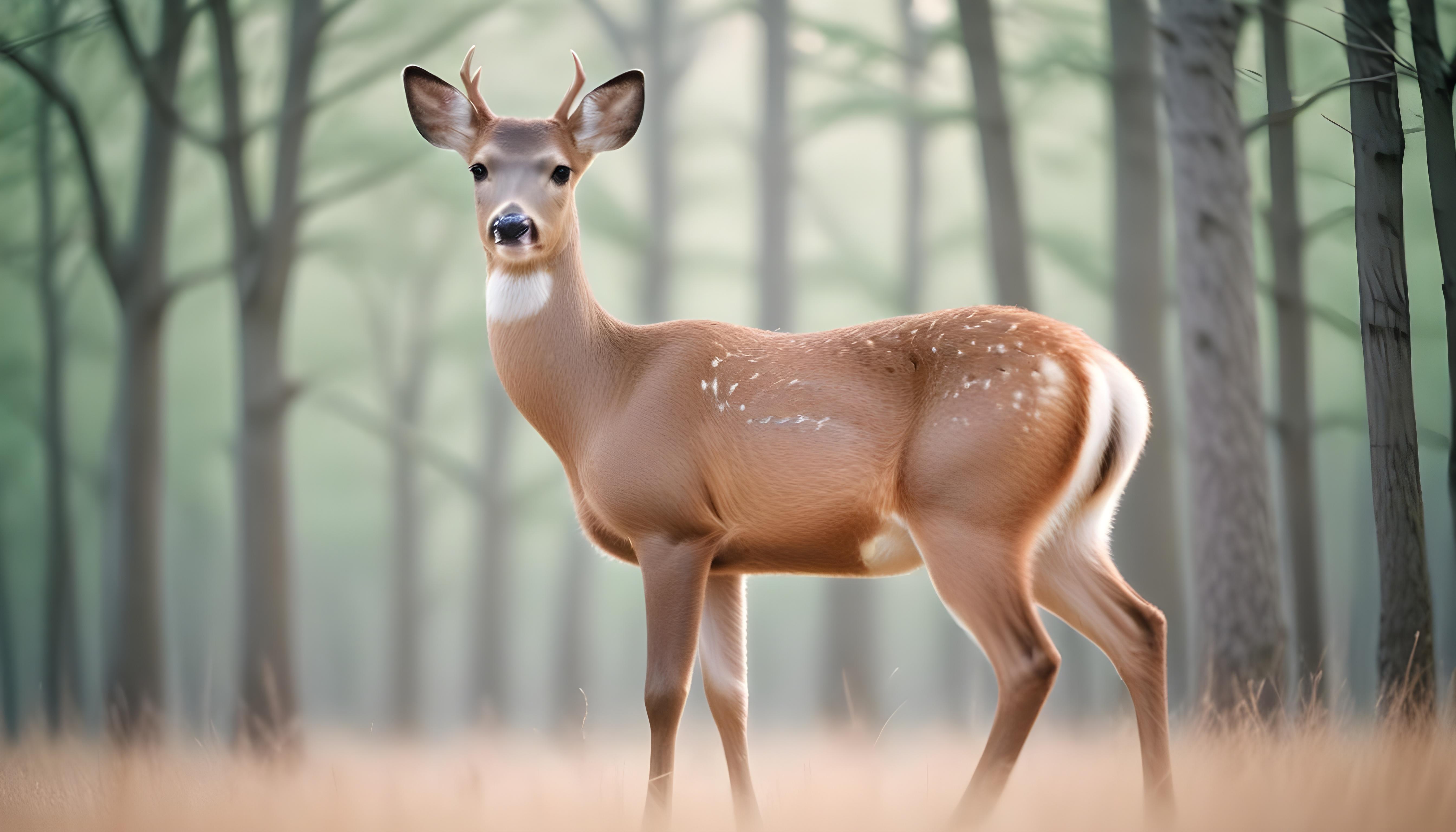 Majestic Deer Wildlife Portrait in Natural Forest Environment