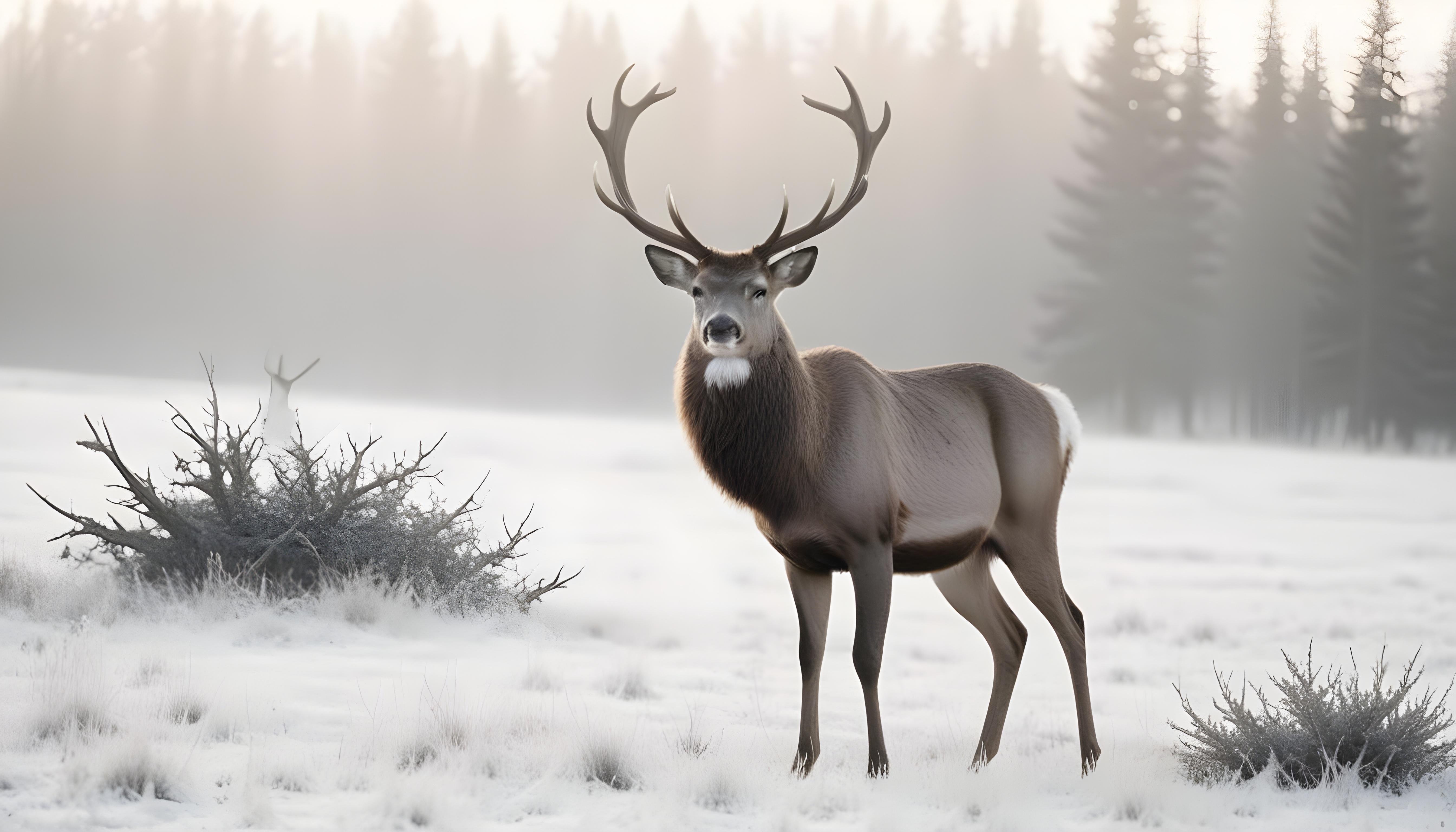 Majestic Deer Wildlife Portrait in Natural Forest Environment