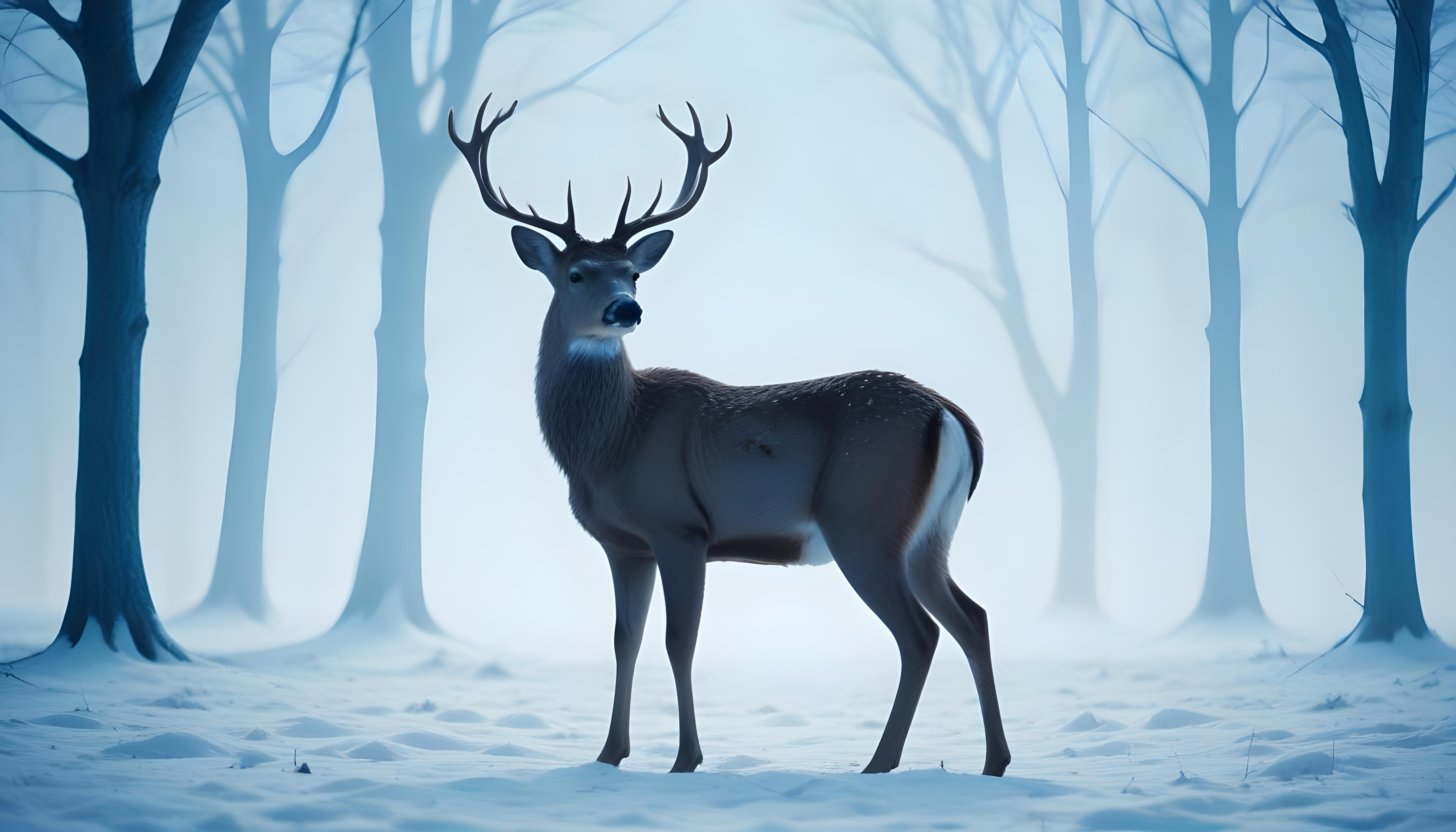 Majestic Deer Wildlife Portrait in Natural Forest Environment