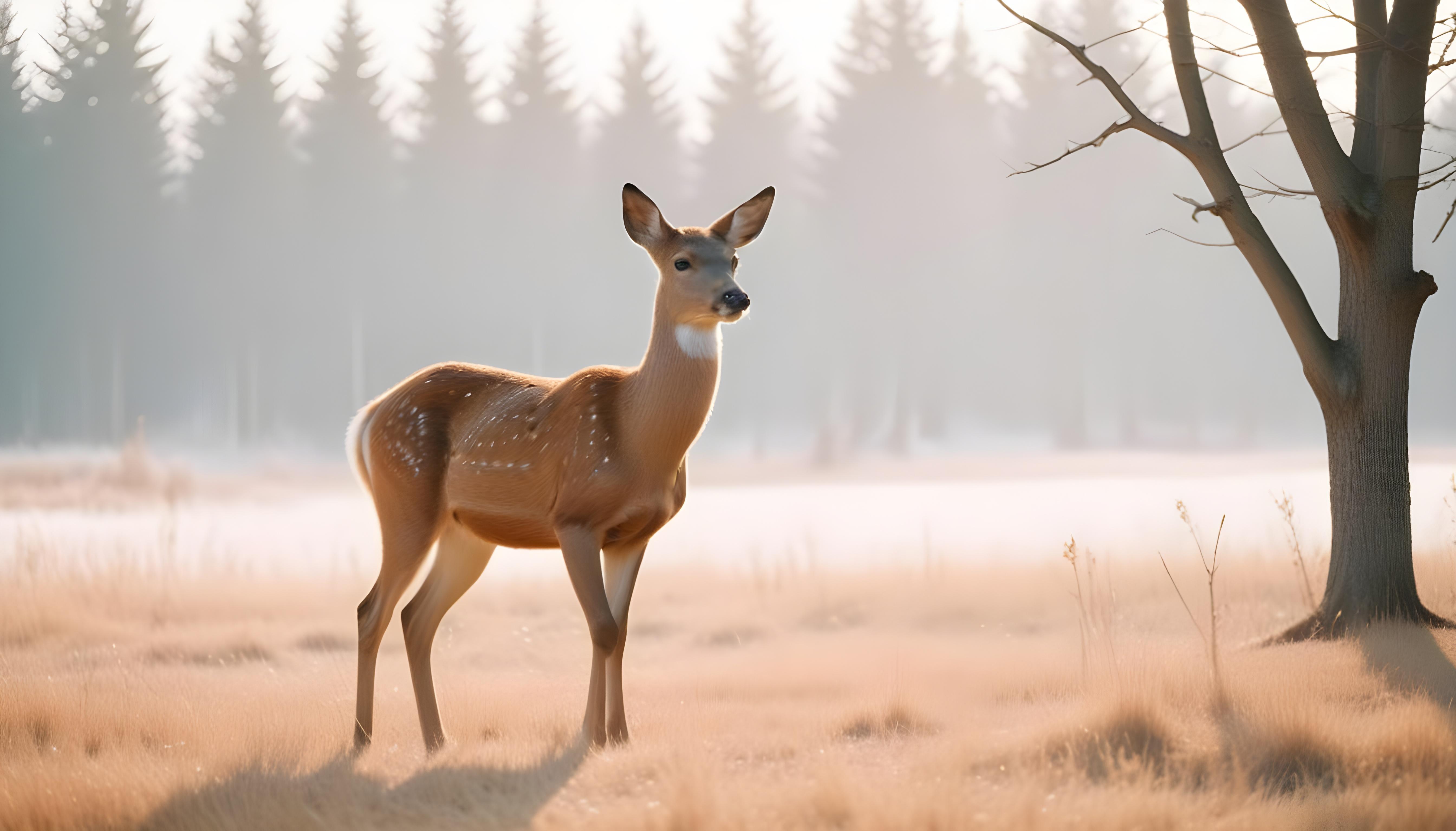 Majestic Deer Wildlife Portrait in Natural Forest Environment
