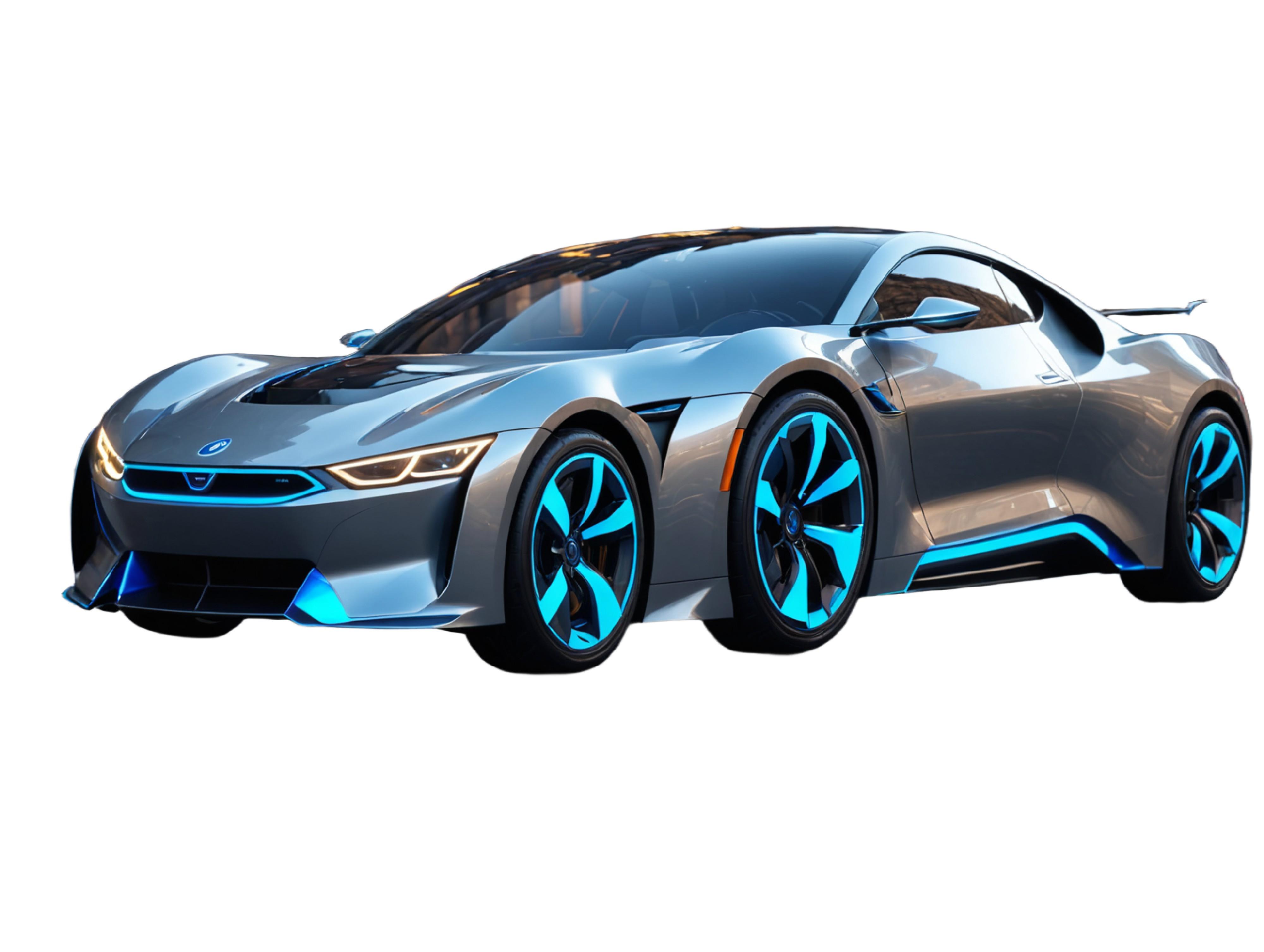 Modern Electric Sports Car Isolated on White Background