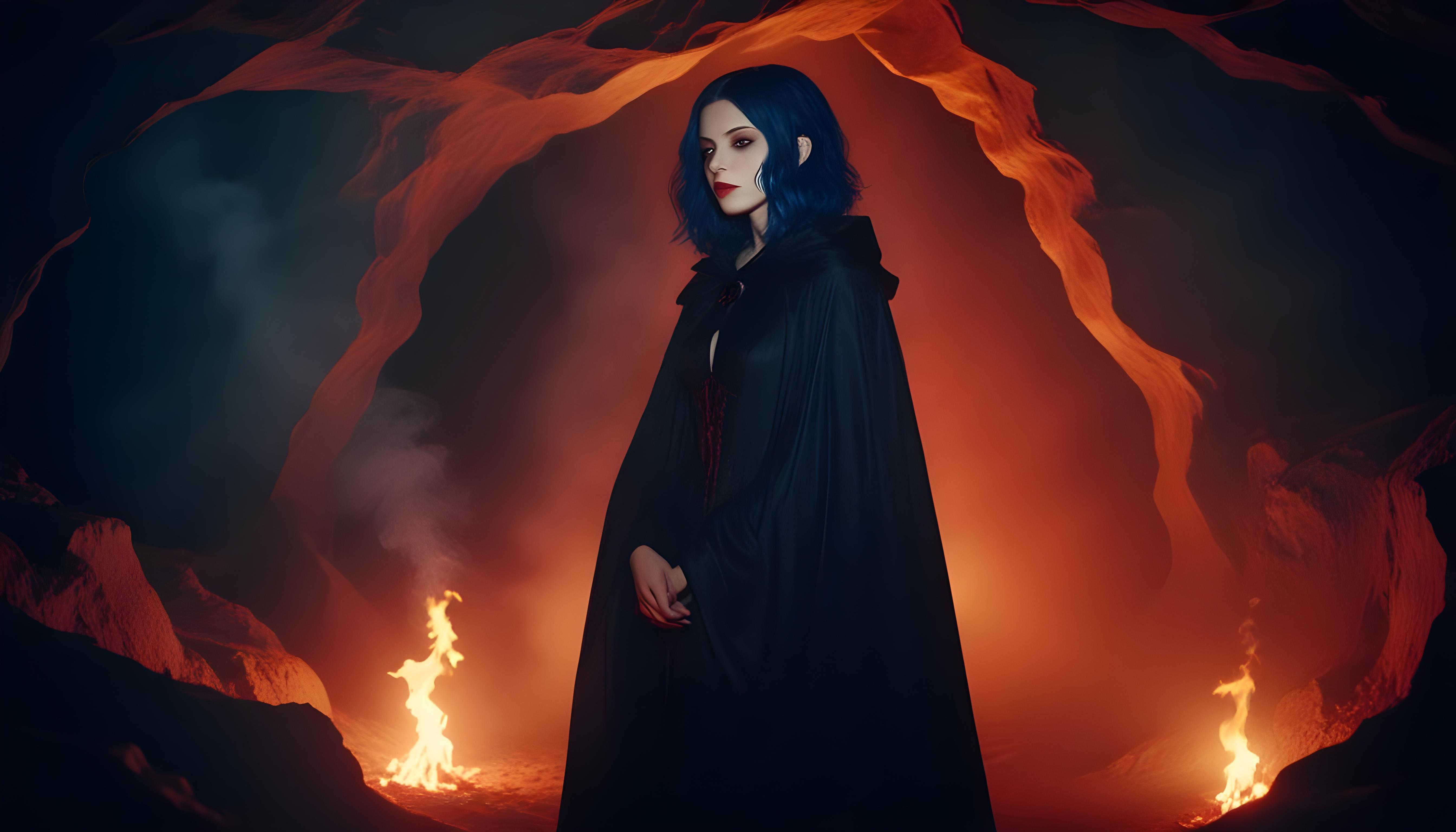 Mystical Vampire Queen Holding Red Rose in Dark Fantasy Gothic Setting