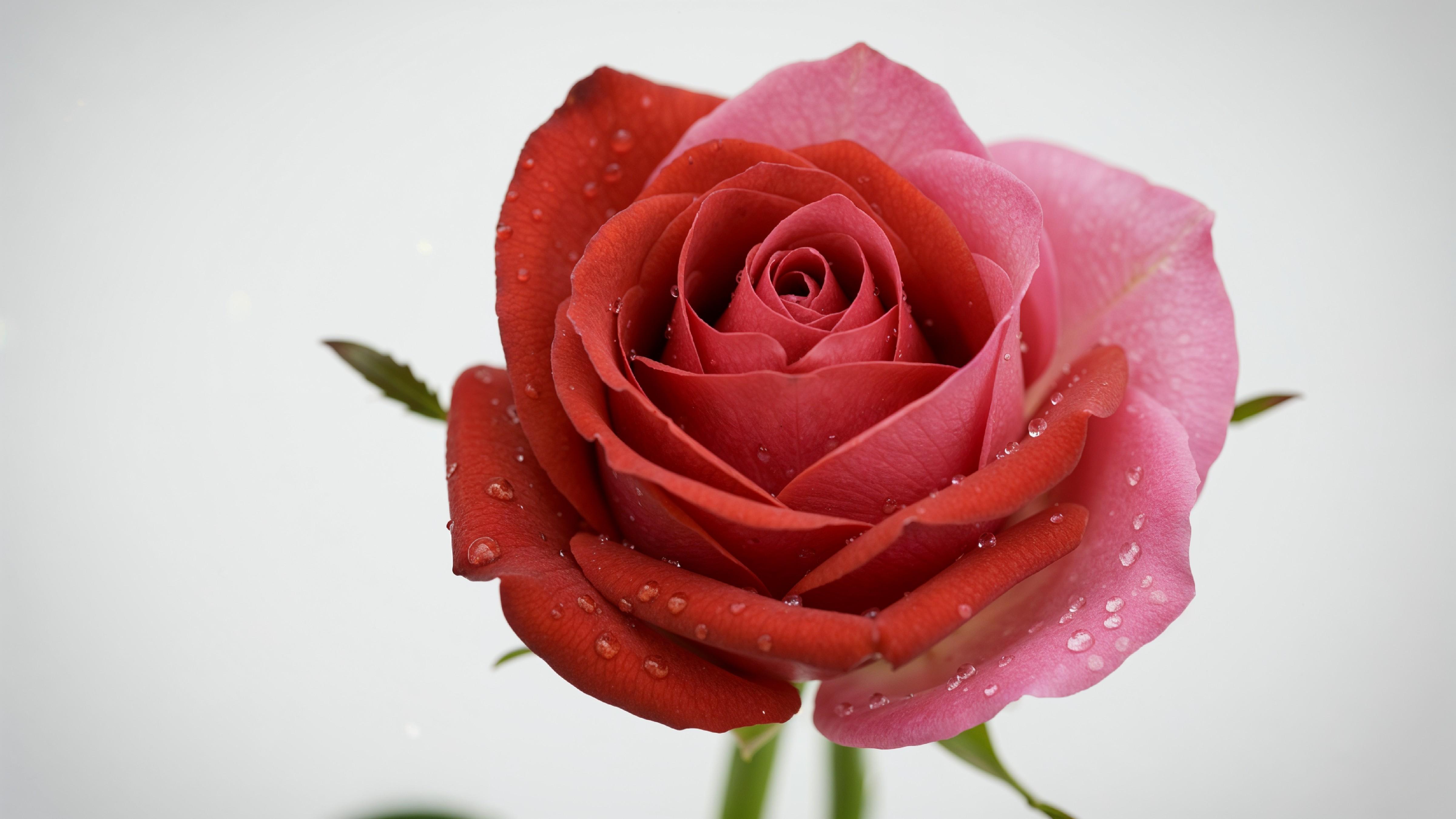 Pair of Red and Pink Roses Symbolizing Love and Romance