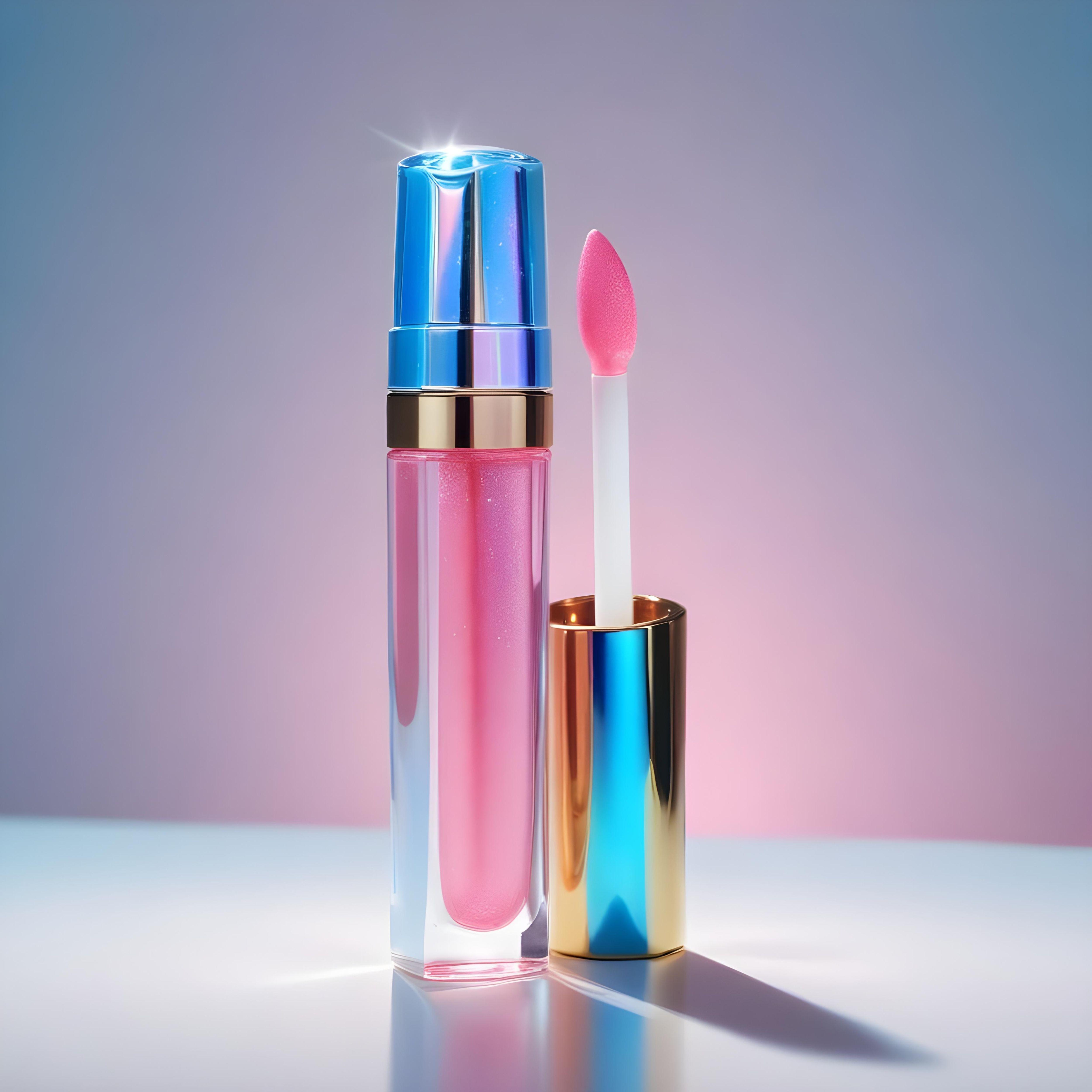 Premium Pink Lipstick and Lip Gloss Cosmetic Product Mockup on Clean Background