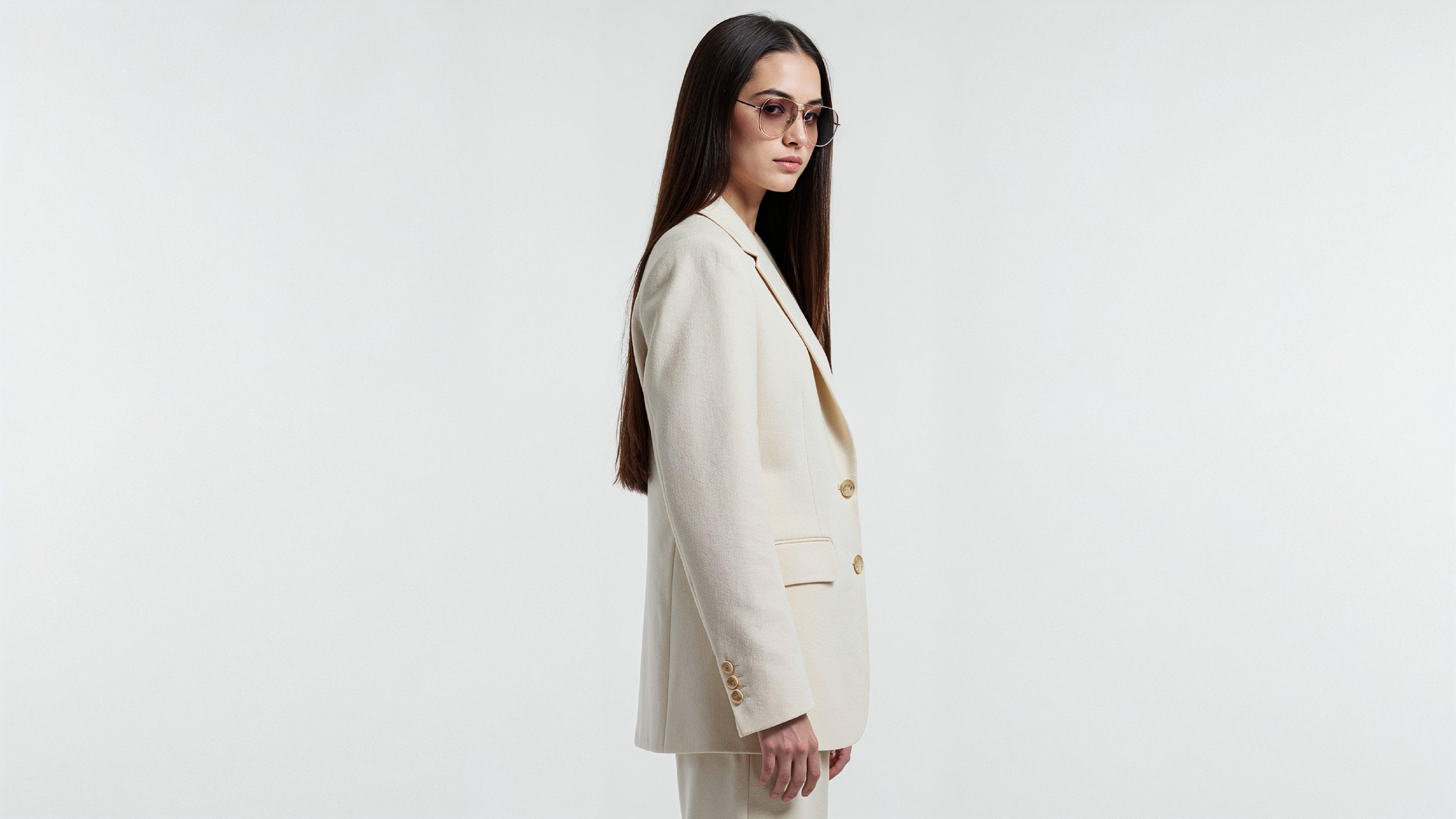 Stylish Young Woman Wearing Elegant Coat and Modern Fashion Outfit