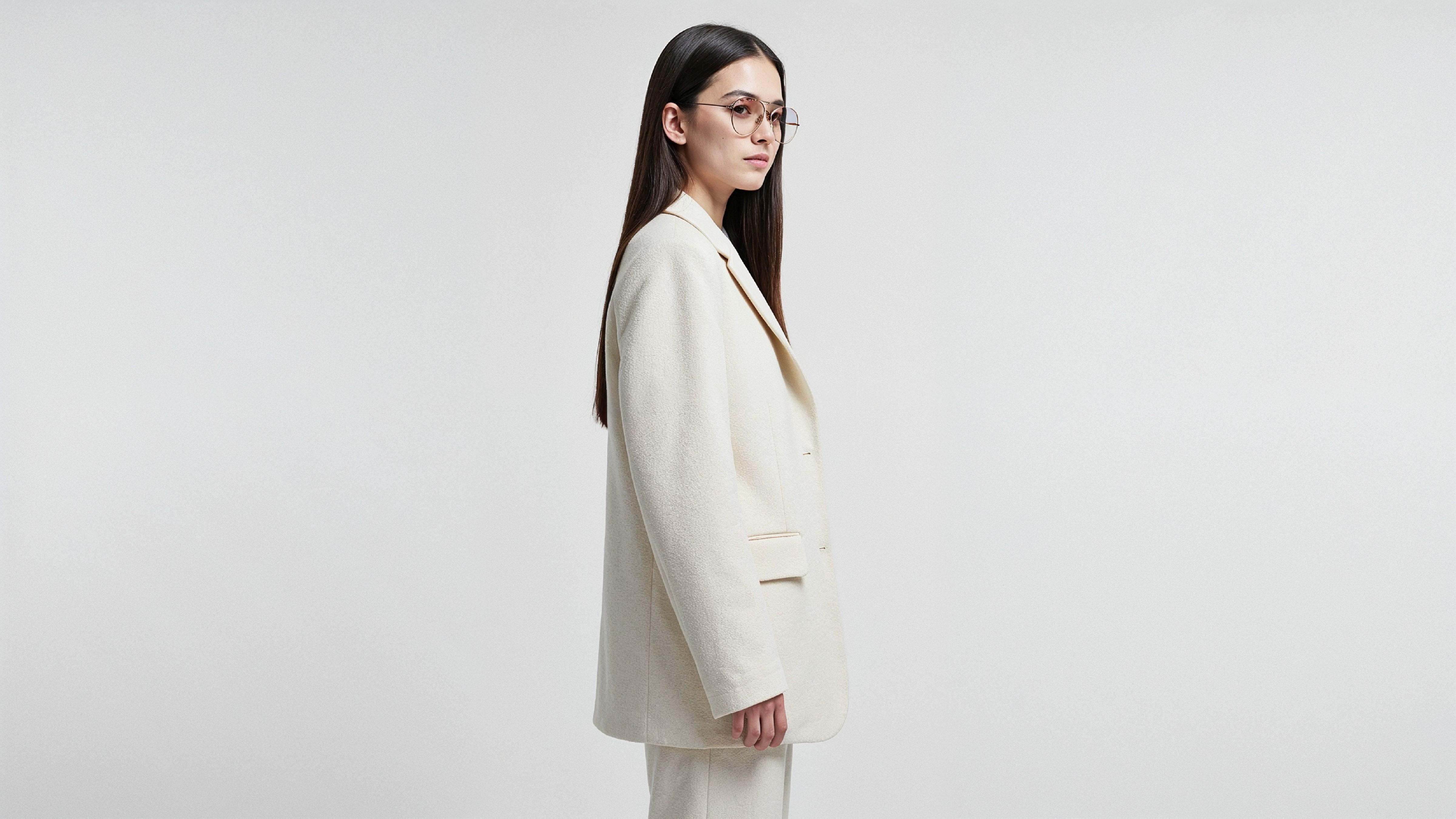Stylish Young Woman Wearing Elegant Coat and Modern Fashion Outfit