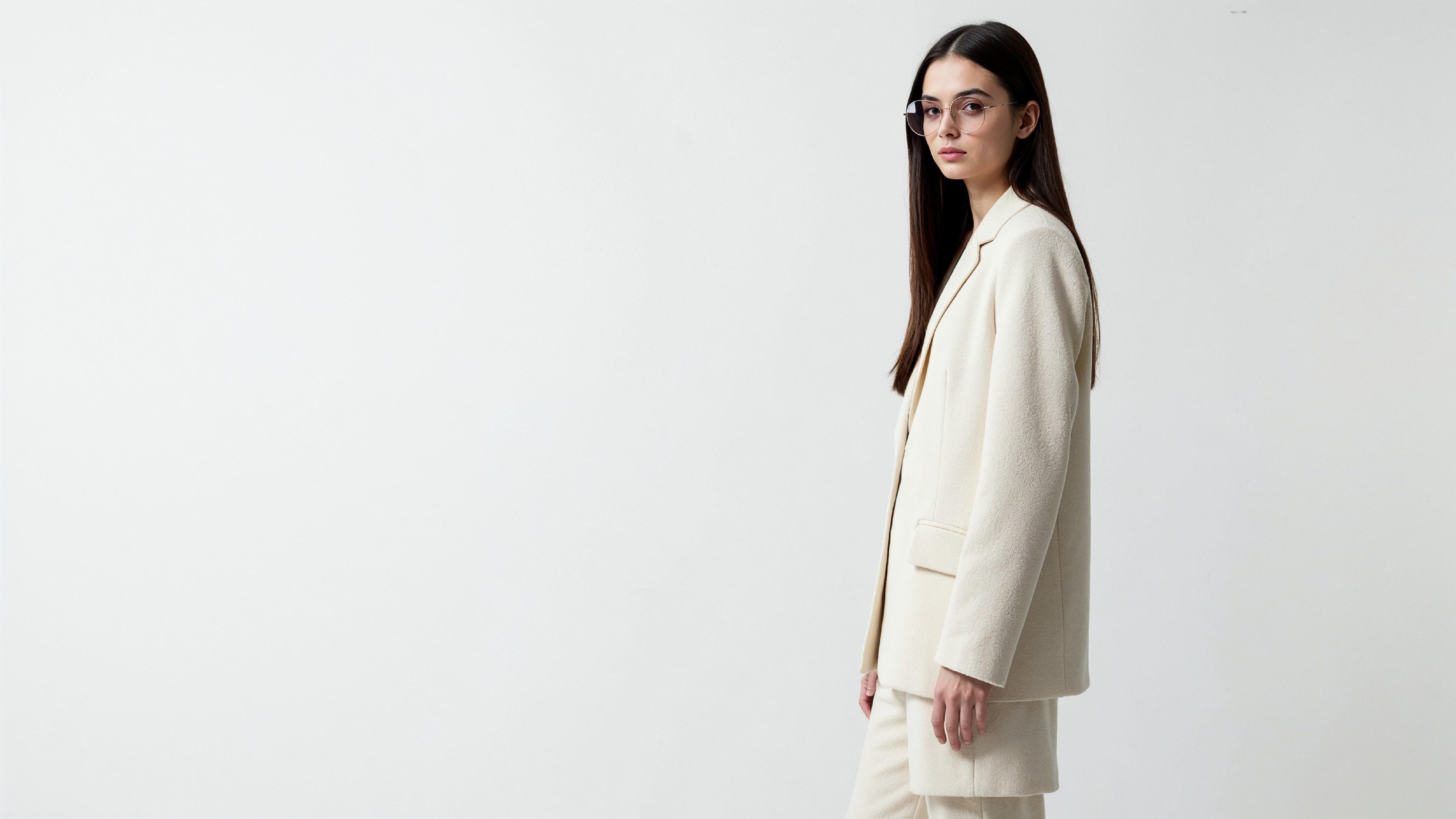 Stylish Young Woman Wearing Elegant Coat and Modern Fashion Outfit