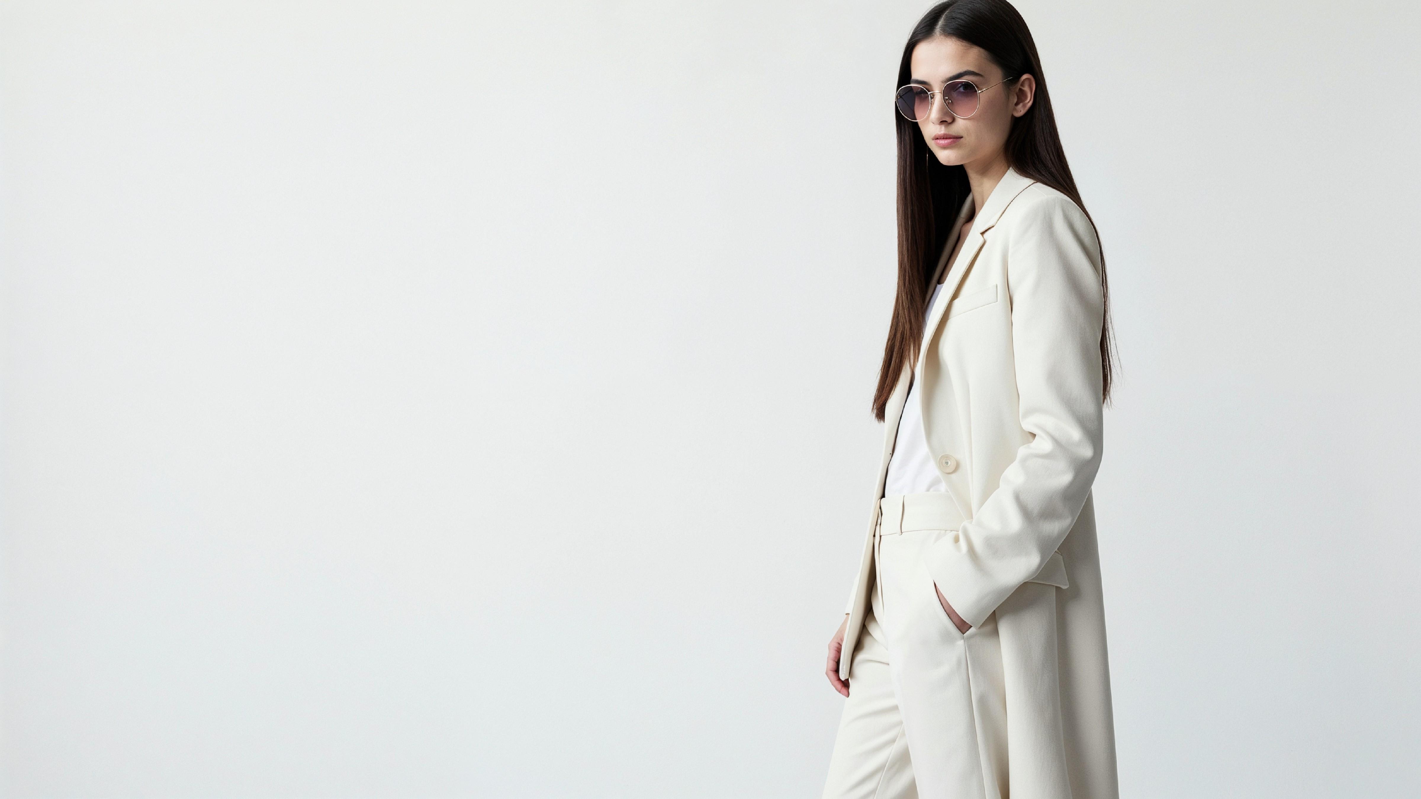 Stylish Young Woman Wearing Elegant Coat and Modern Fashion Outfit