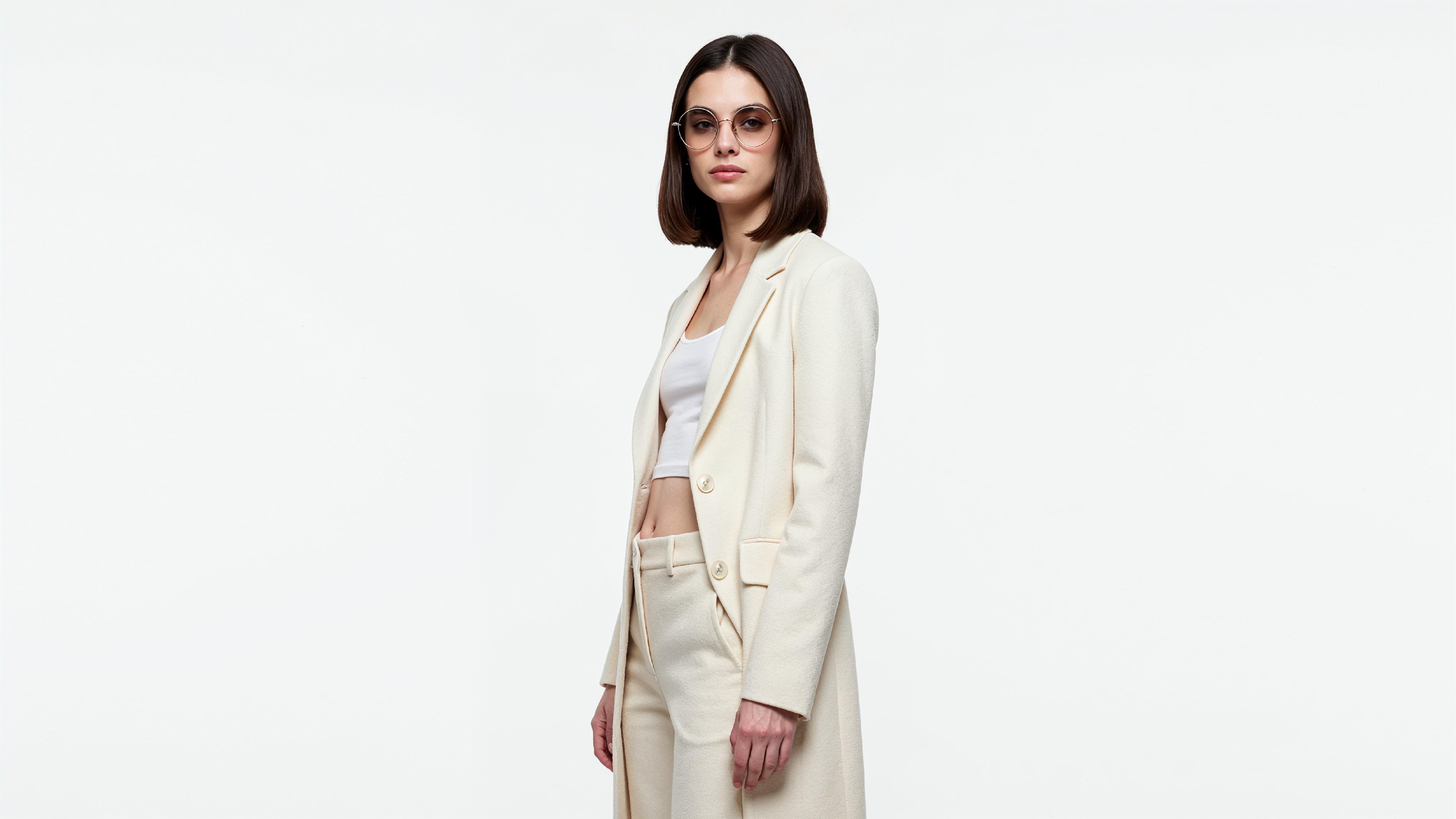 Stylish Young Woman Wearing Elegant Coat and Modern Fashion Outfit