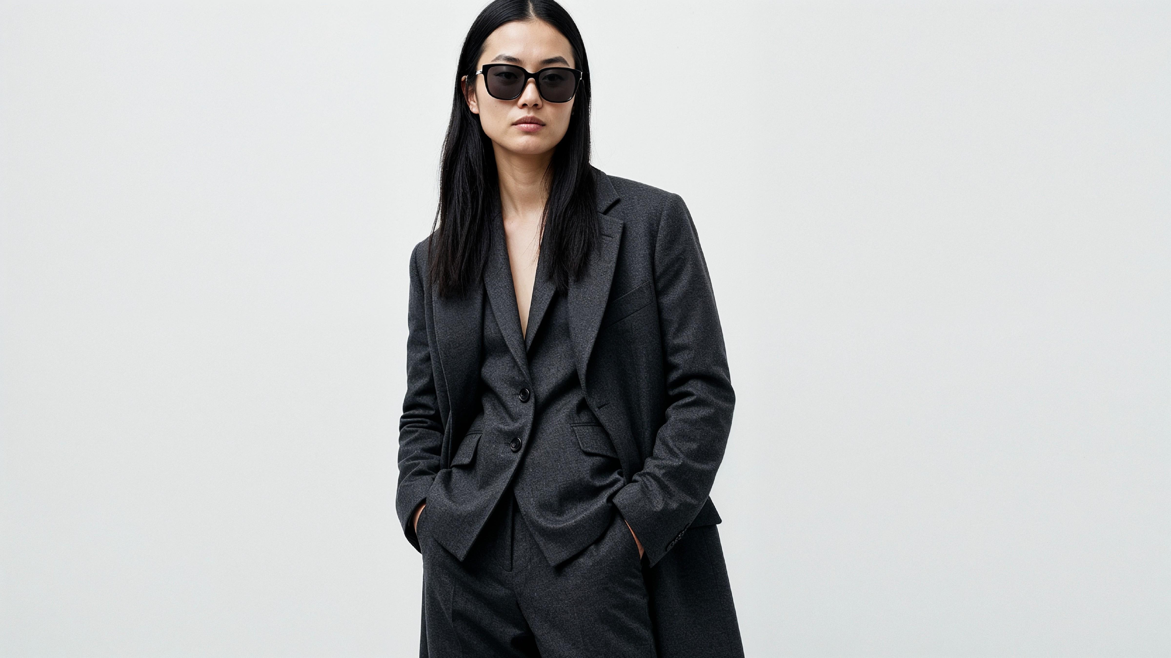 Stylish Young Woman Wearing Elegant Coat and Modern Fashion Outfit