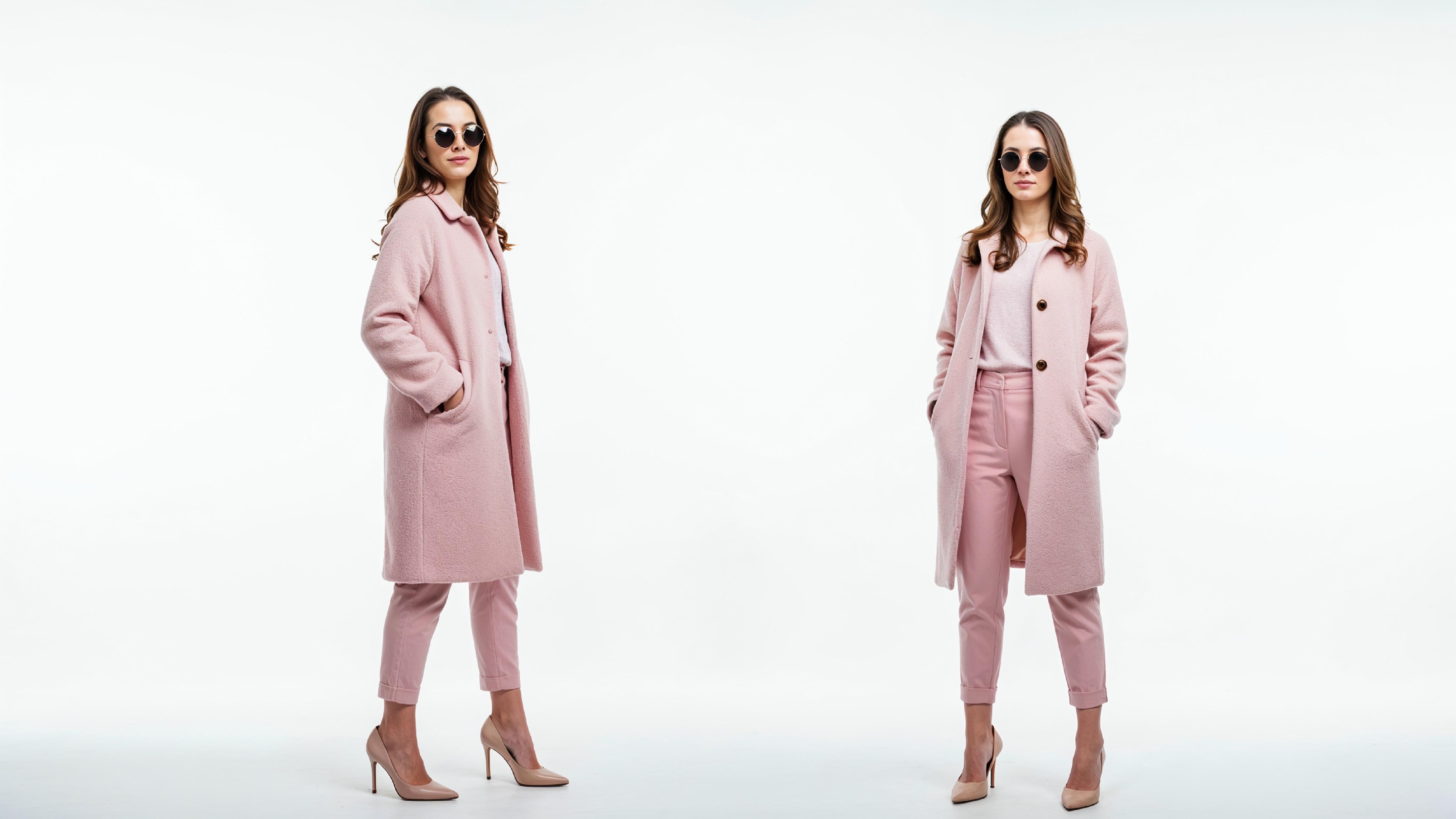 Stylish Young Woman Wearing Elegant Coat and Modern Fashion Outfit