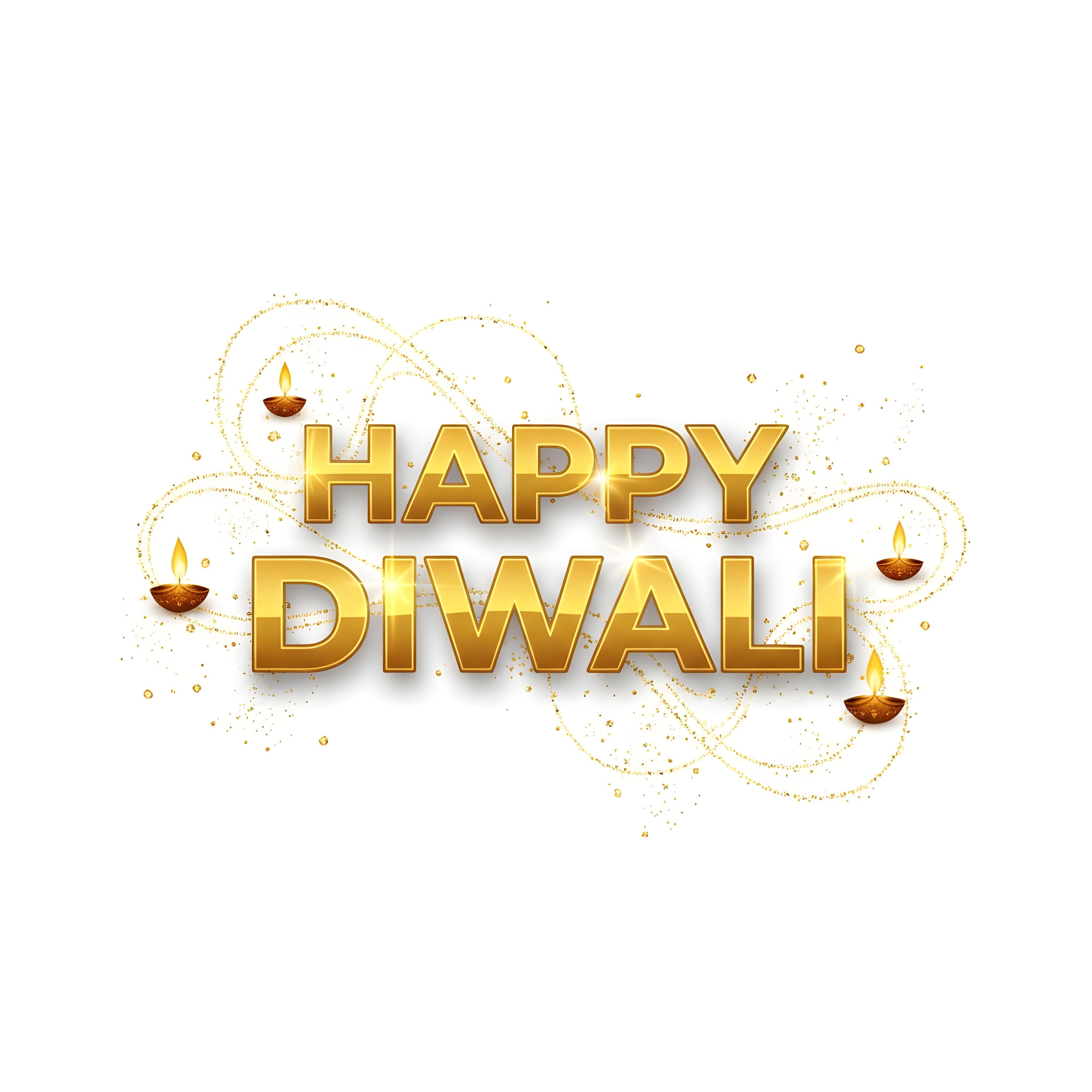 Happy Diwali Golden Typography Festival Greeting Design on White Background