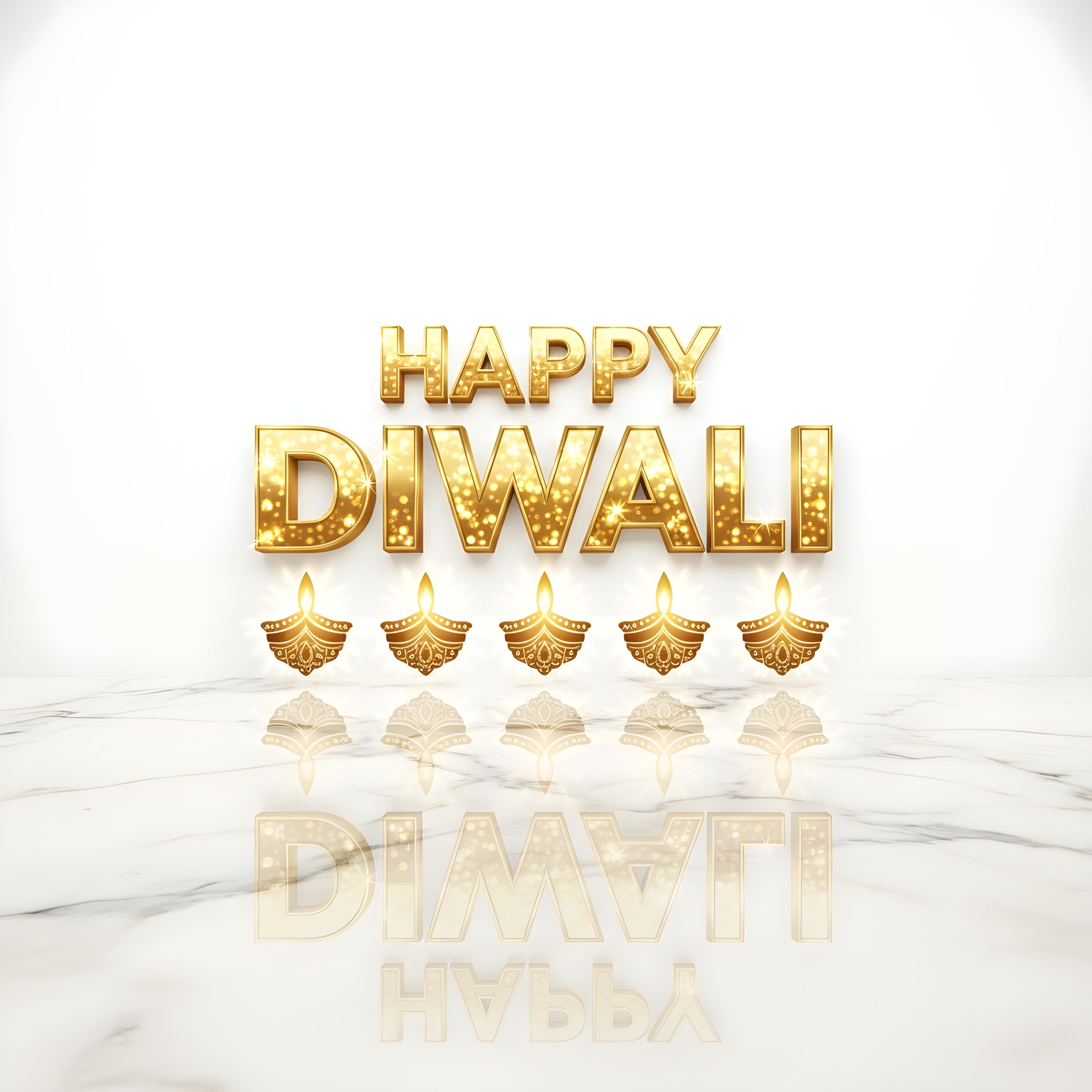 Happy Diwali Golden Typography Festival Greeting Design on White Background