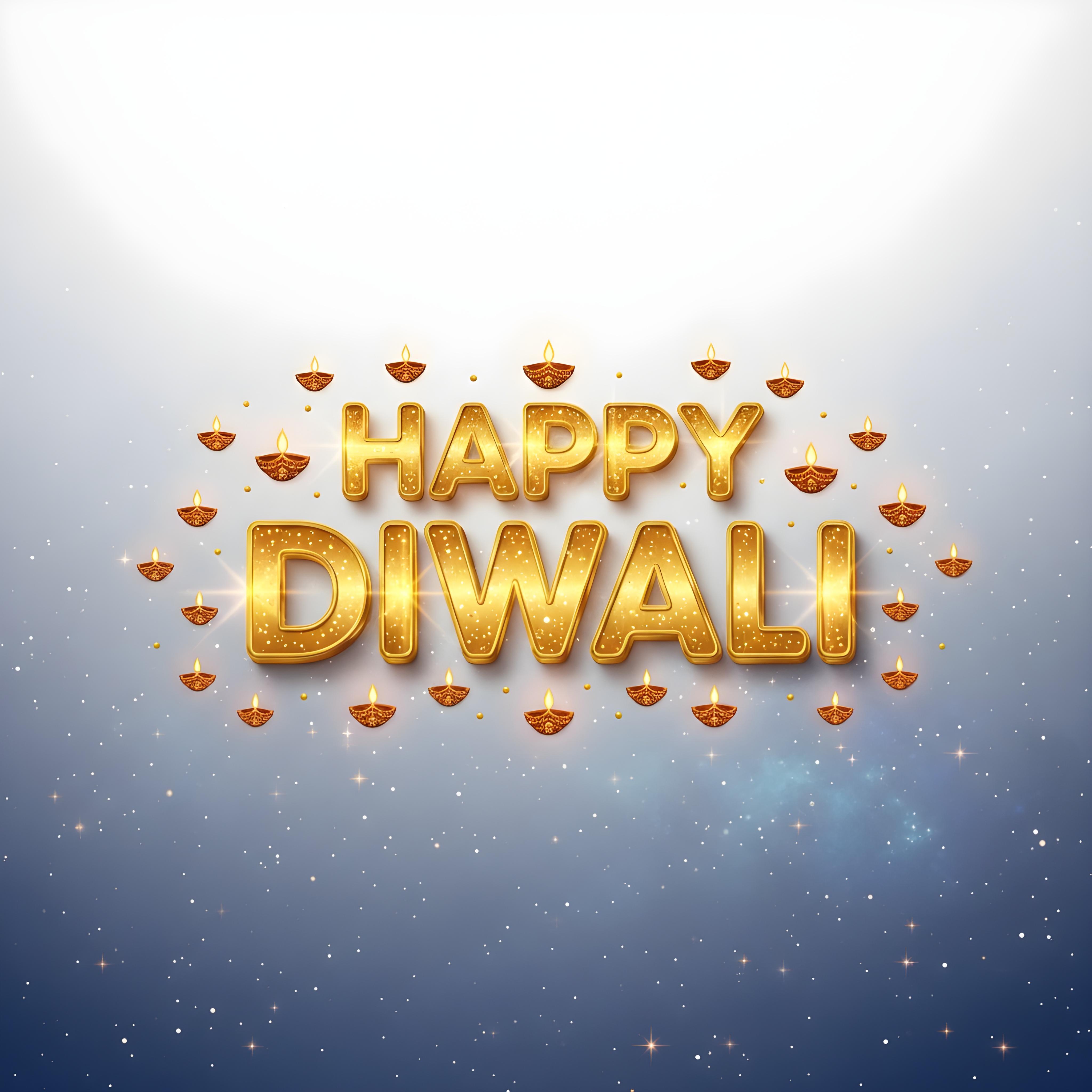 Happy Diwali Golden Typography Festival Greeting Design on White Background