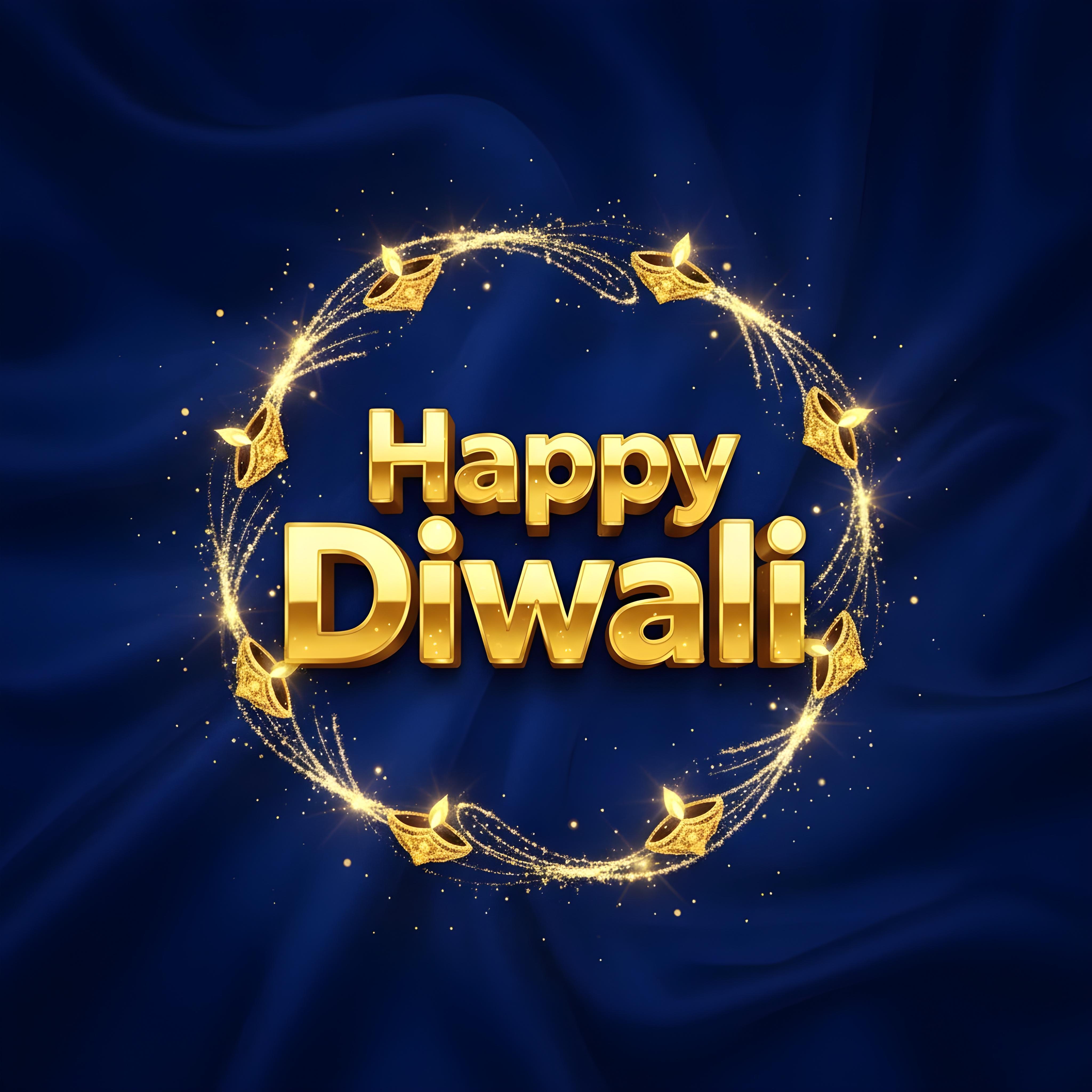 Happy Diwali Golden Typography Festival Greeting Design on White Background